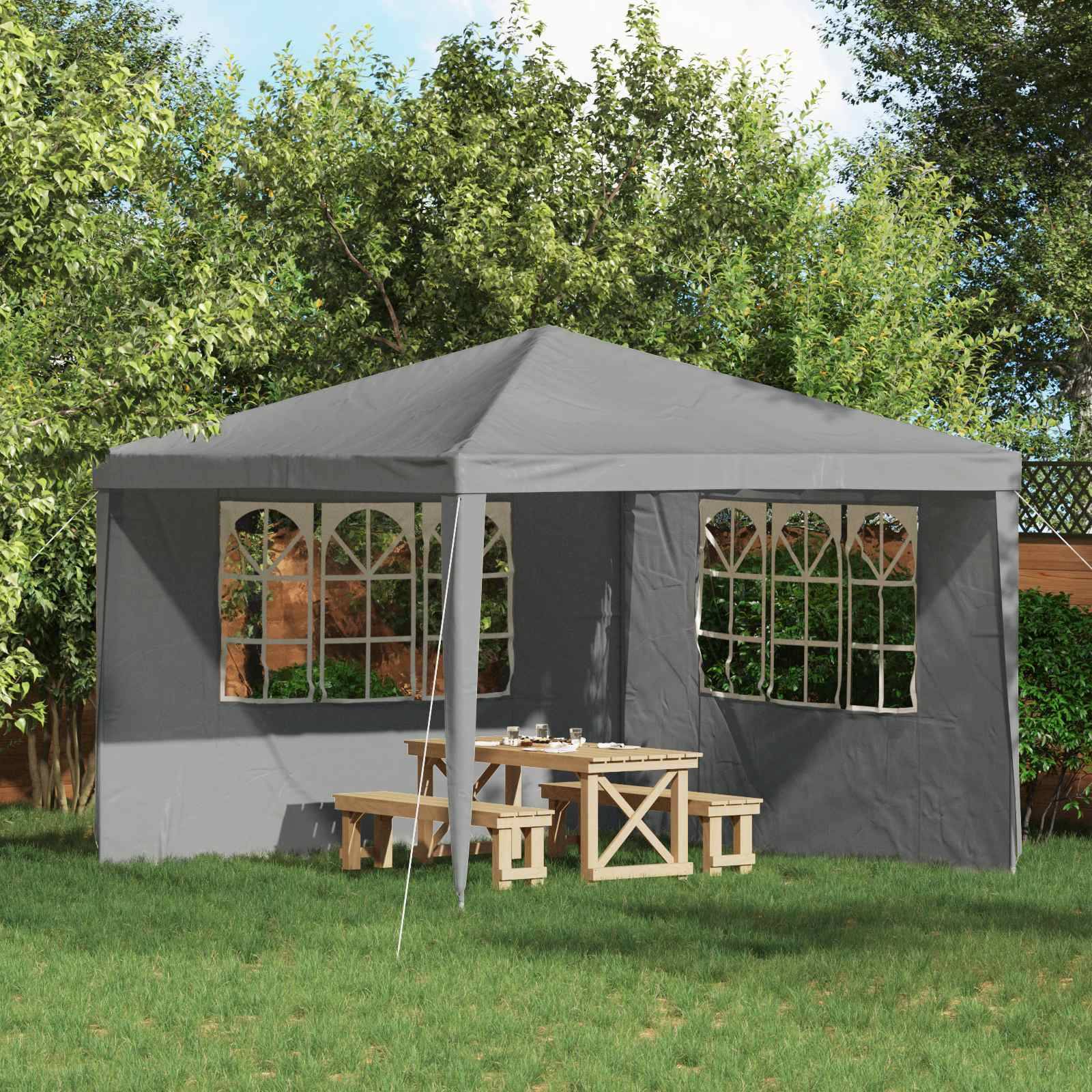 vidaXL Party Zelt Seitenteil 2 pcs 300 x 195 cm Hellgrau PE und Stahl