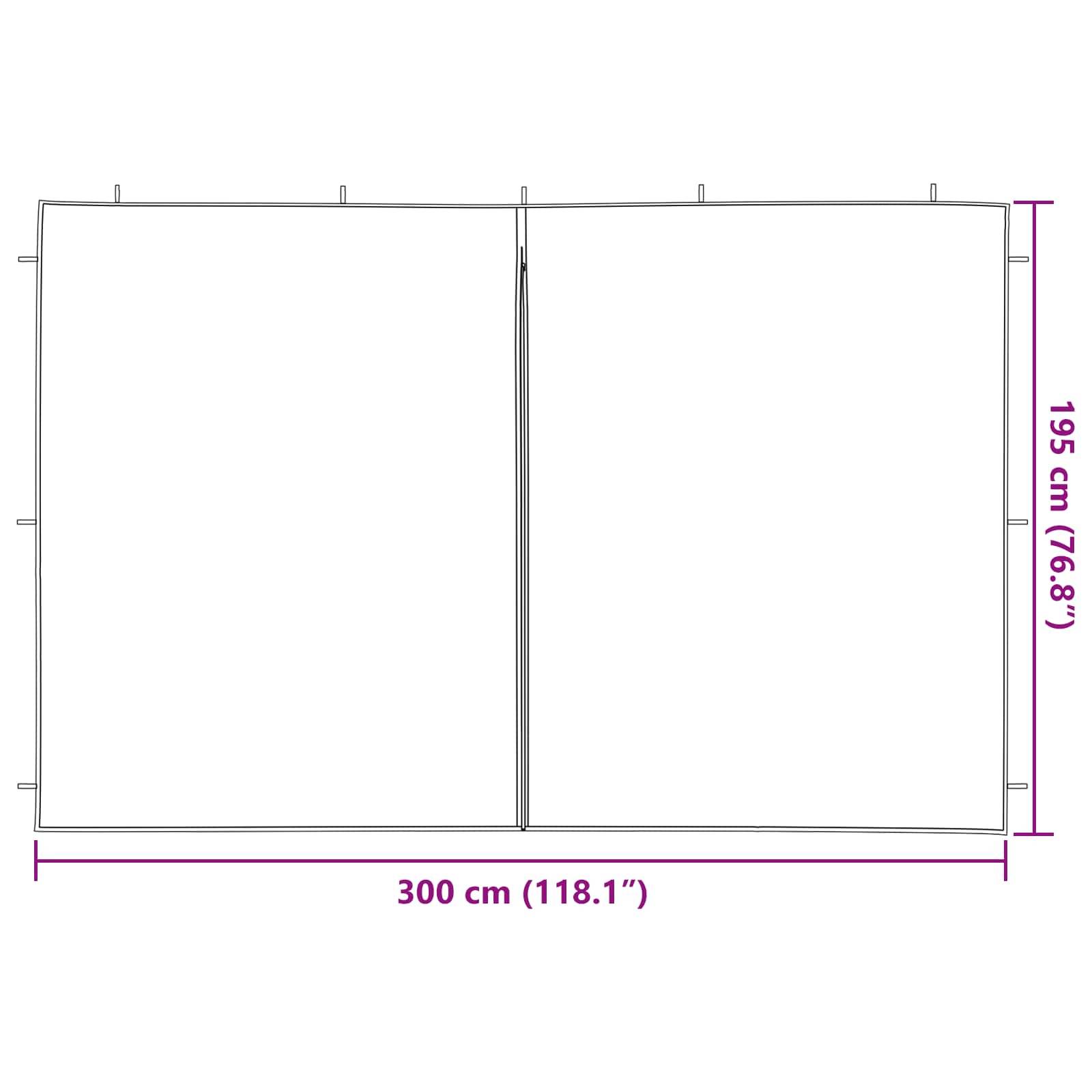 vidaXL Party Zelt Seitenteil 2 pcs Rot 300 x 195 cm PE und Stahl