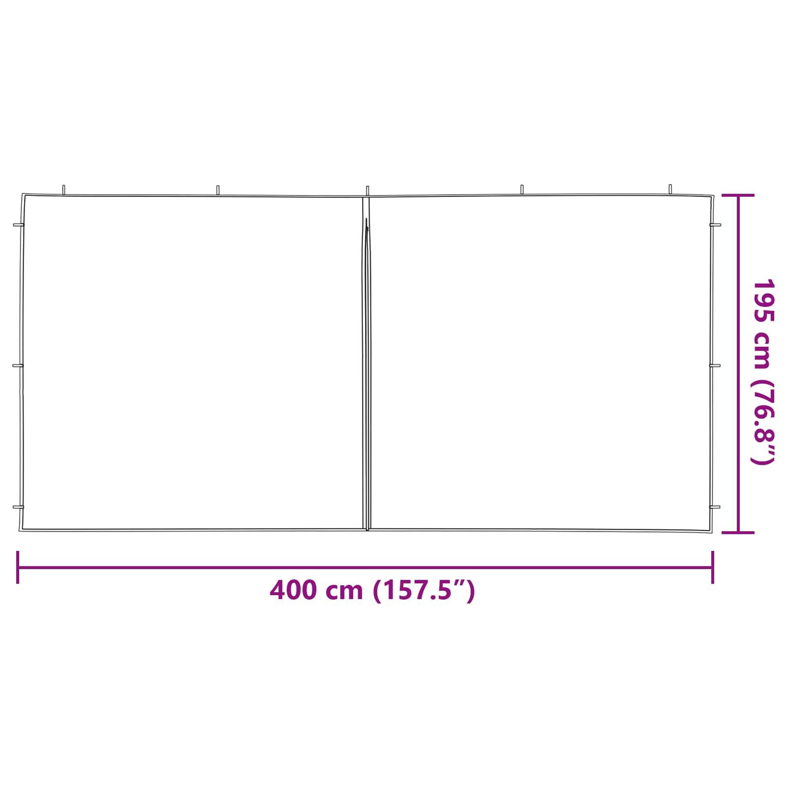 vidaXL Party Zelt Seitenteil 2 pcs Hellgrau 400 x 195 cm PE und Stahl