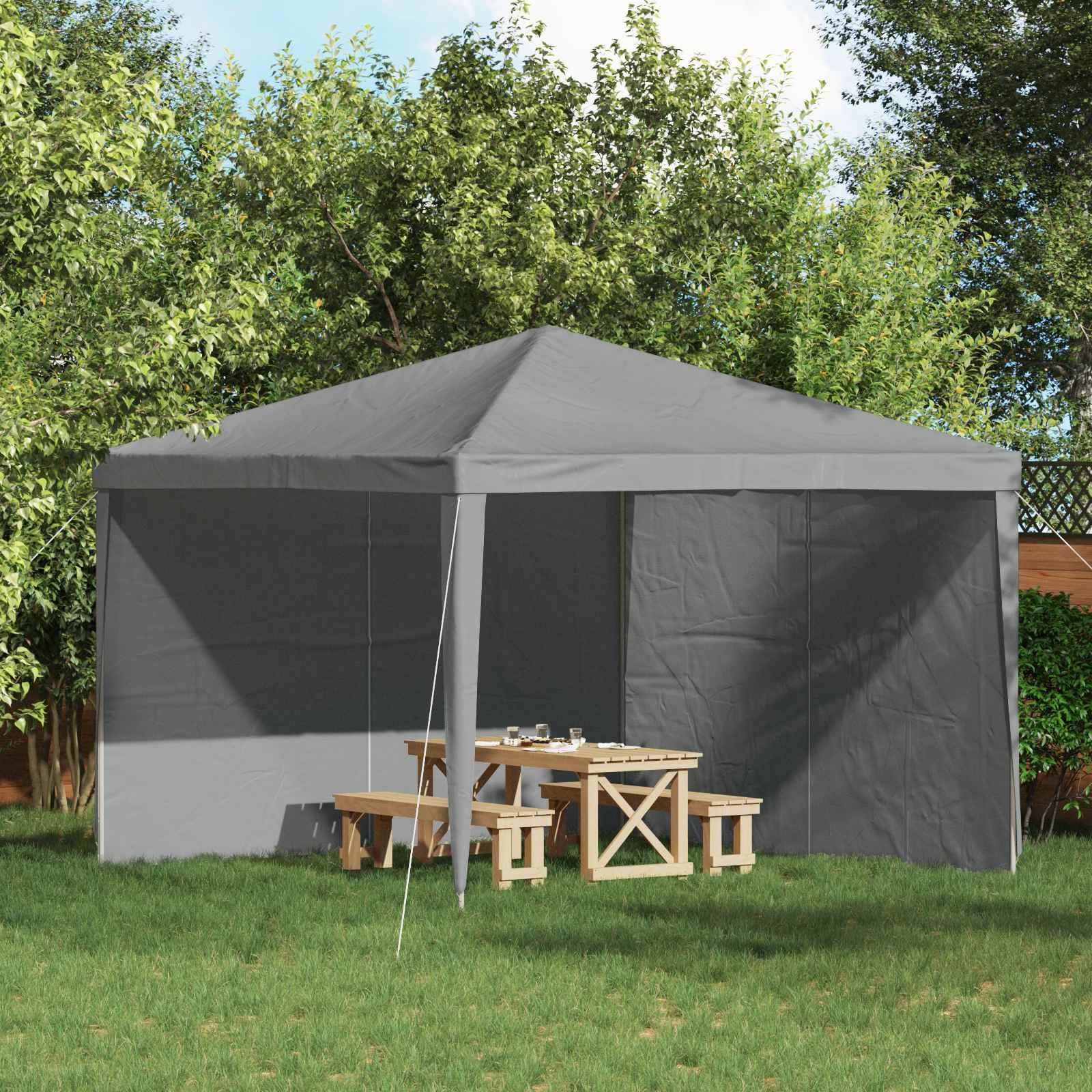 vidaXL Party Zelt Seitenteil 2 pcs Hellgrau 400 x 195 cm PE und Stahl