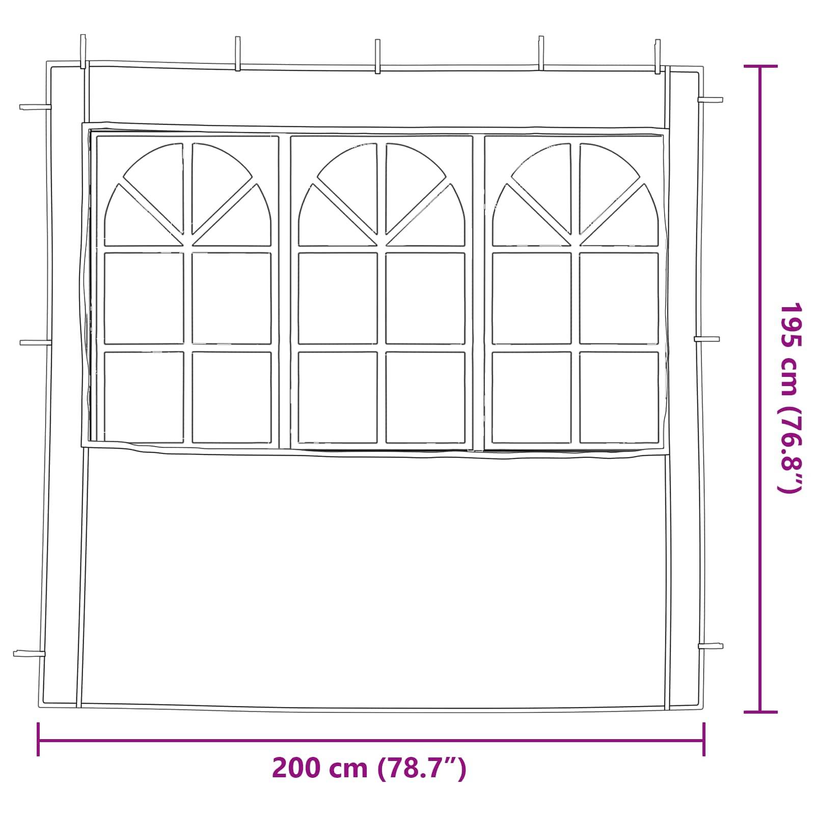 vidaXL Party Zelt Seitenteil 2 pcs 200 x 195 cm Weiß PE und Stahl