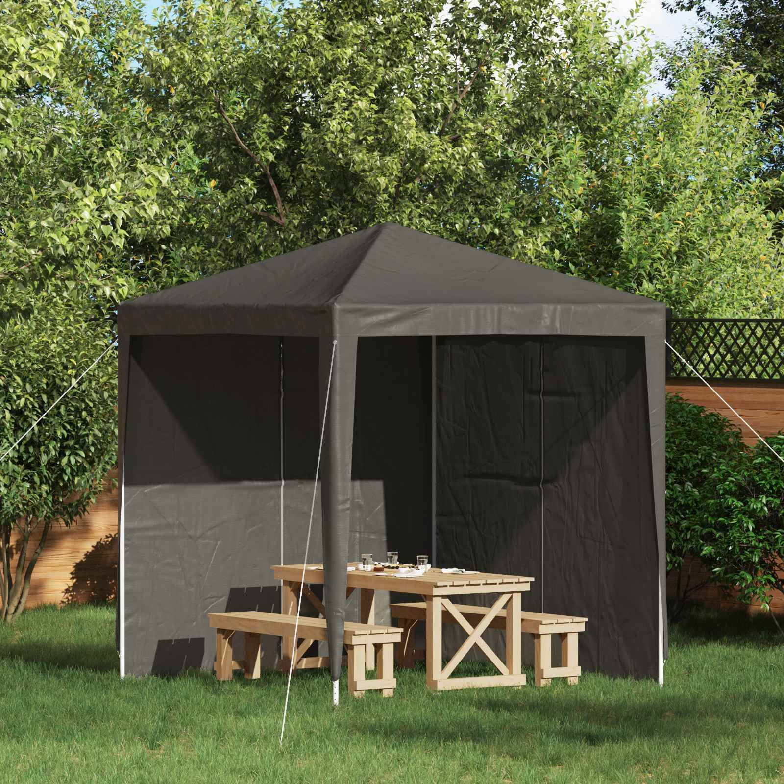 vidaXL Party Zelt Seitenteil 2 pcs Anthrazit 200 x 195 cm PE und Stahl