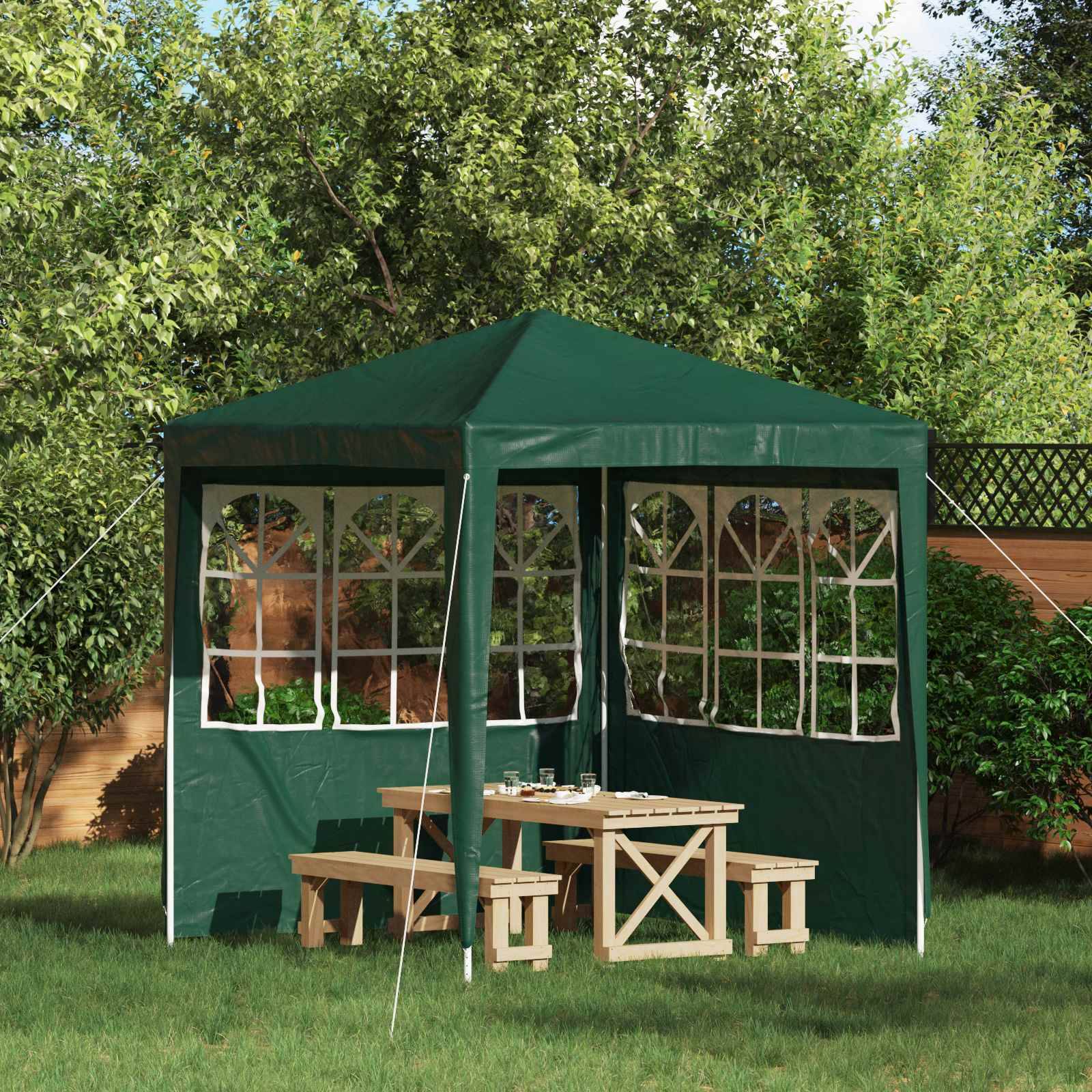 vidaXL Party Zelt Seitenteil 2 pcs 200 x 195 cm Grün PE und Stahl