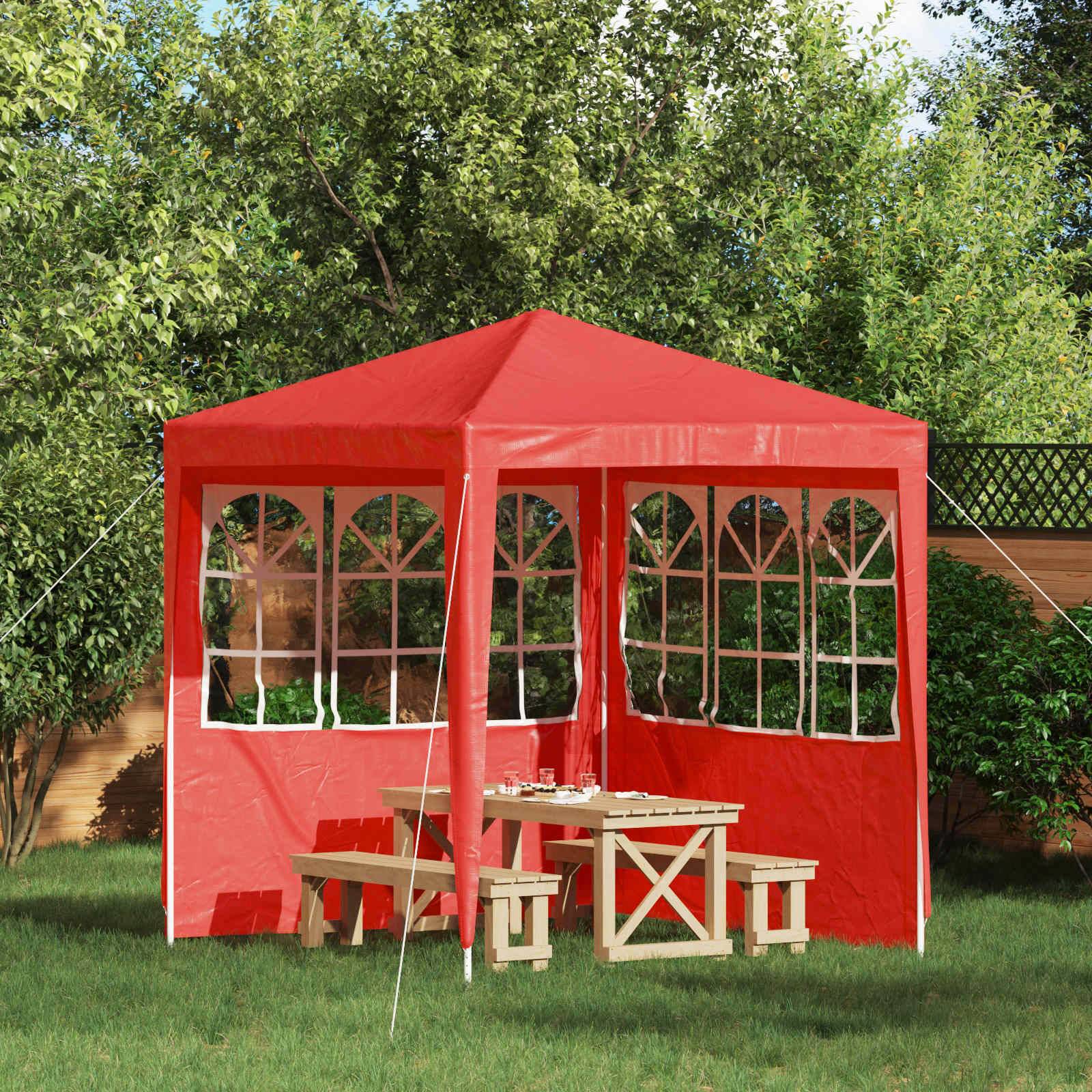 vidaXL Party Zelt Seitenteil 2 pcs 200 x 195 cm Rot PE und Stahl