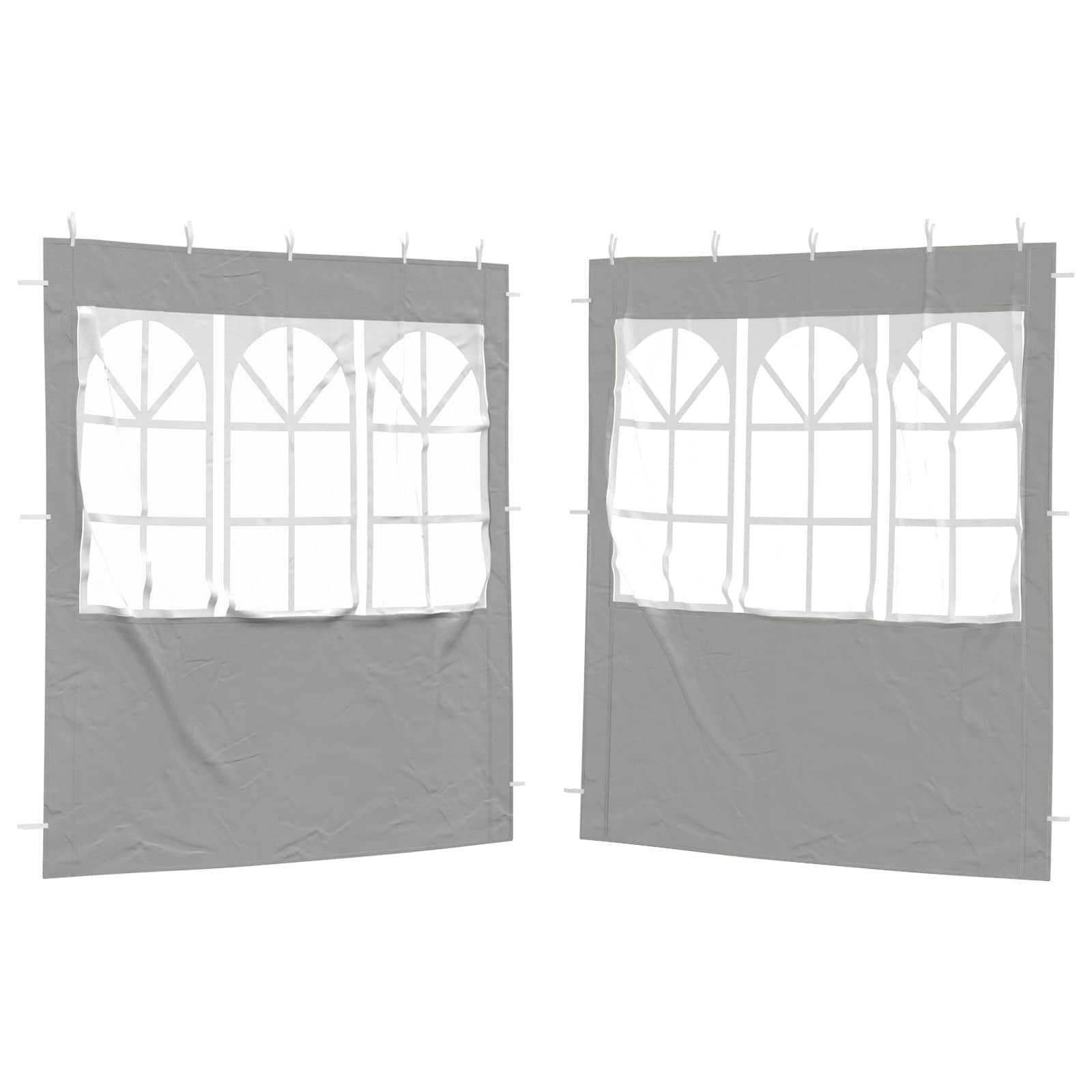vidaXL Party Zelt Seitenteil 2 pcs 200 x 195 cm Hellgrau PE und Stahl