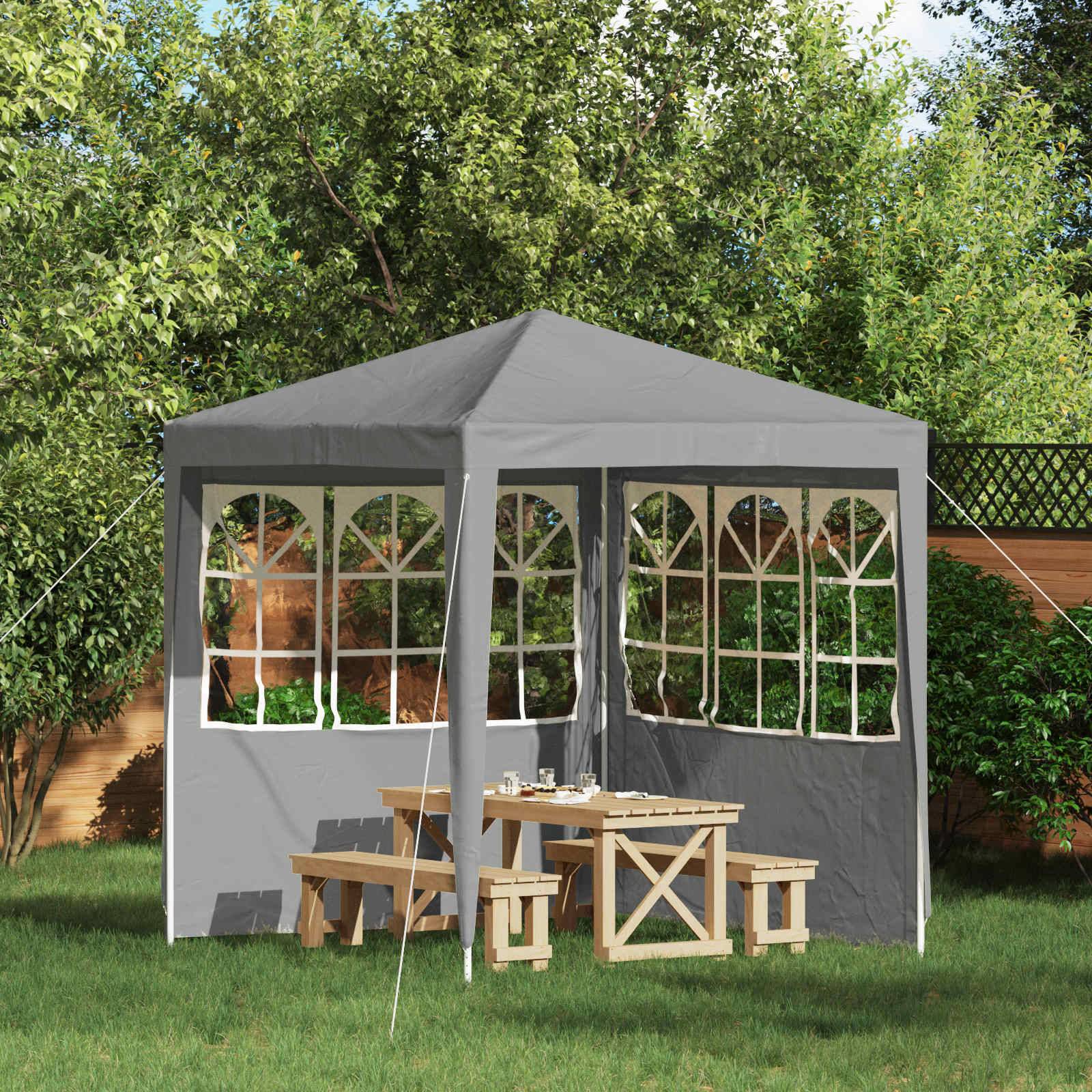 vidaXL Party Zelt Seitenteil 2 pcs 200 x 195 cm Hellgrau PE und Stahl