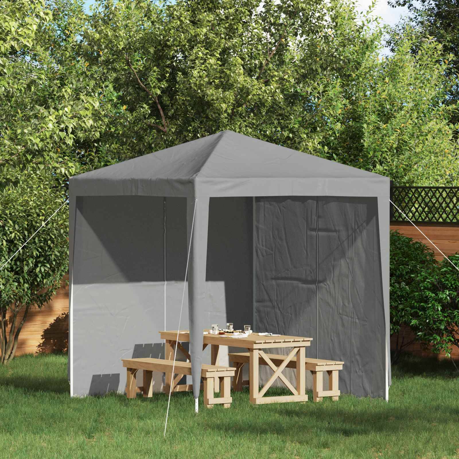 vidaXL Party Zelt Seitenteil 2 pcs Hellgrau 200 x 195 cm PE und Stahl