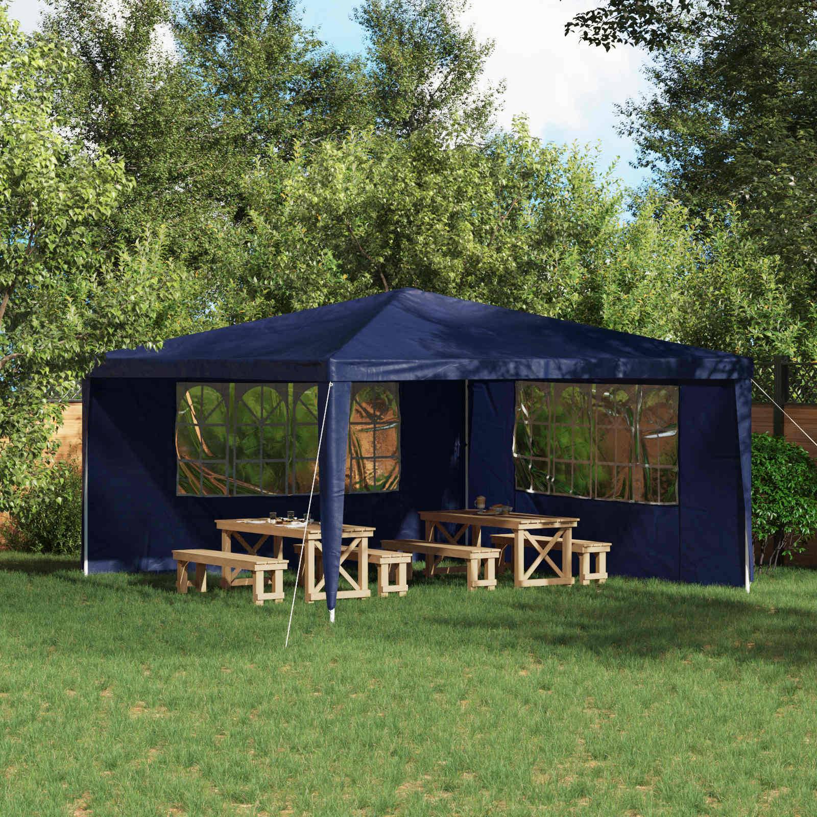 vidaXL Party Zelt Seitenteil 2 pcs 400 x 195 cm Blau PE und Stahl