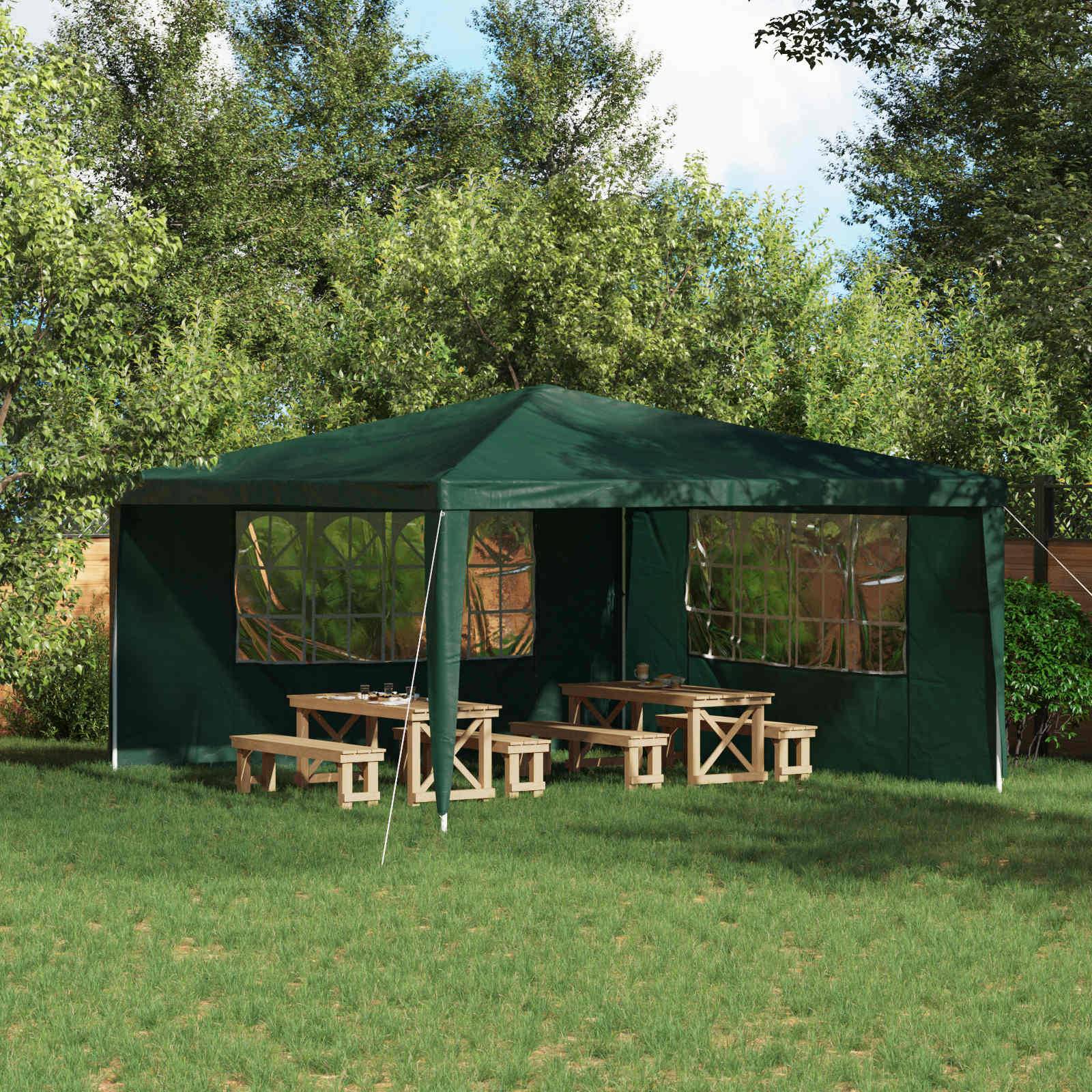 vidaXL Party Zelt Seitenteil 2 pcs 400 x 195 cm Grün PE und Stahl
