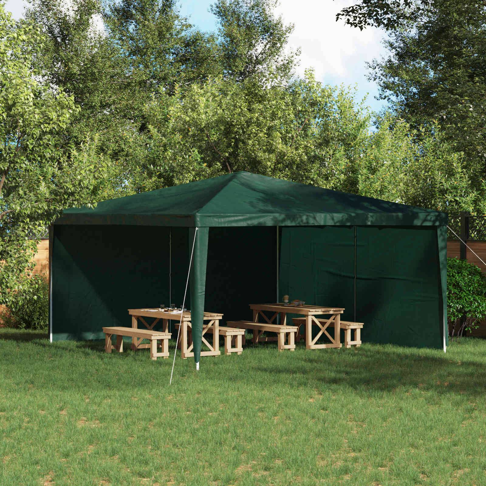 vidaXL Party Zelt Seitenteil 2 pcs Grün 400 x 195 cm PE und Stahl