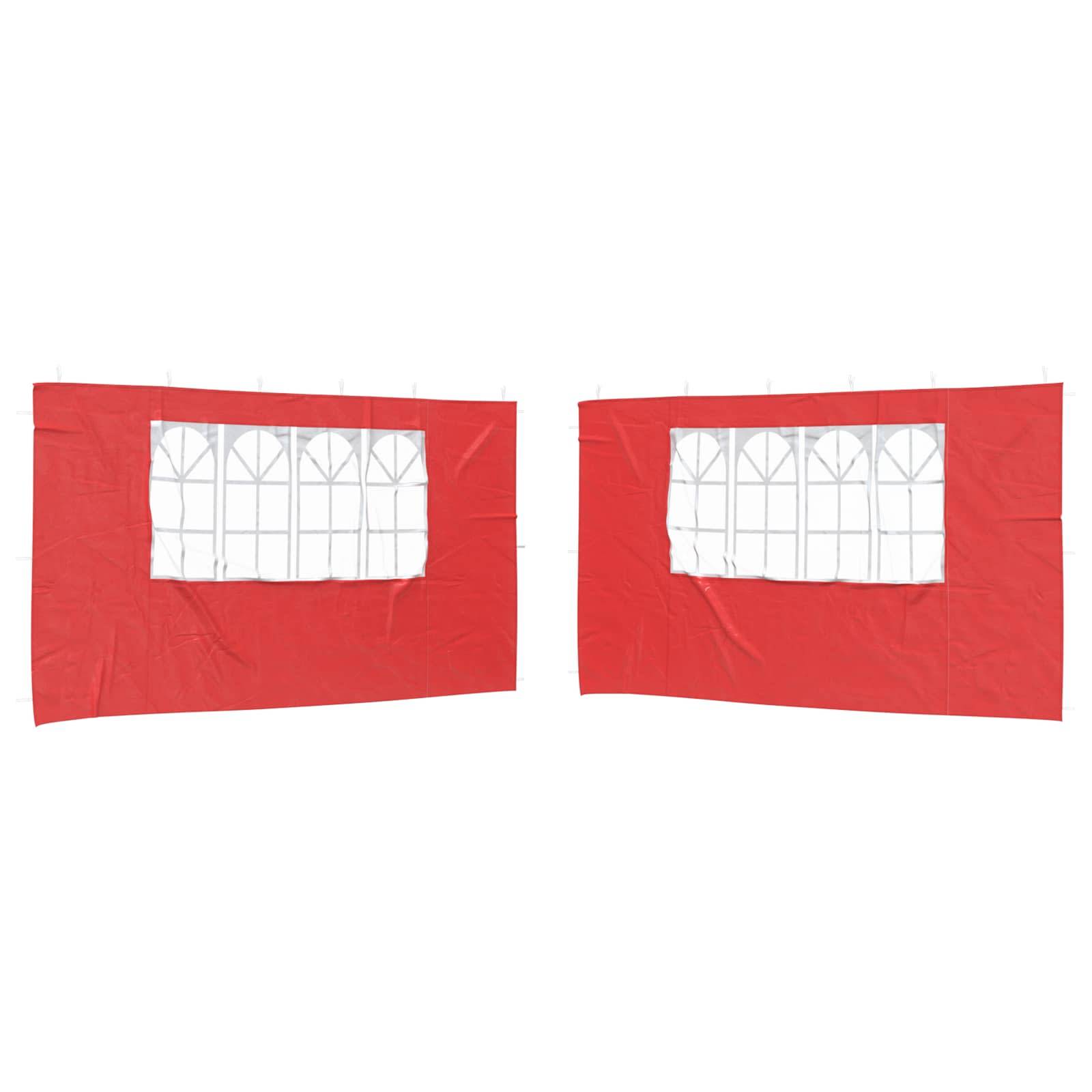 vidaXL Party Zelt Seitenteil 2 pcs 400 x 195 cm Rot PE und Stahl
