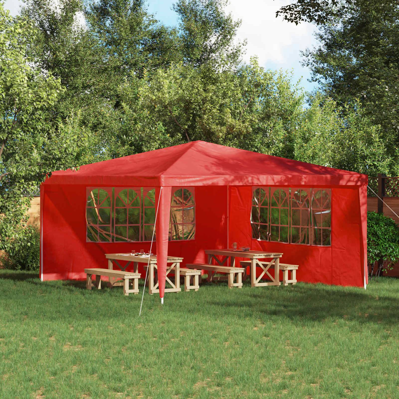 vidaXL Party Zelt Seitenteil 2 pcs 400 x 195 cm Rot PE und Stahl
