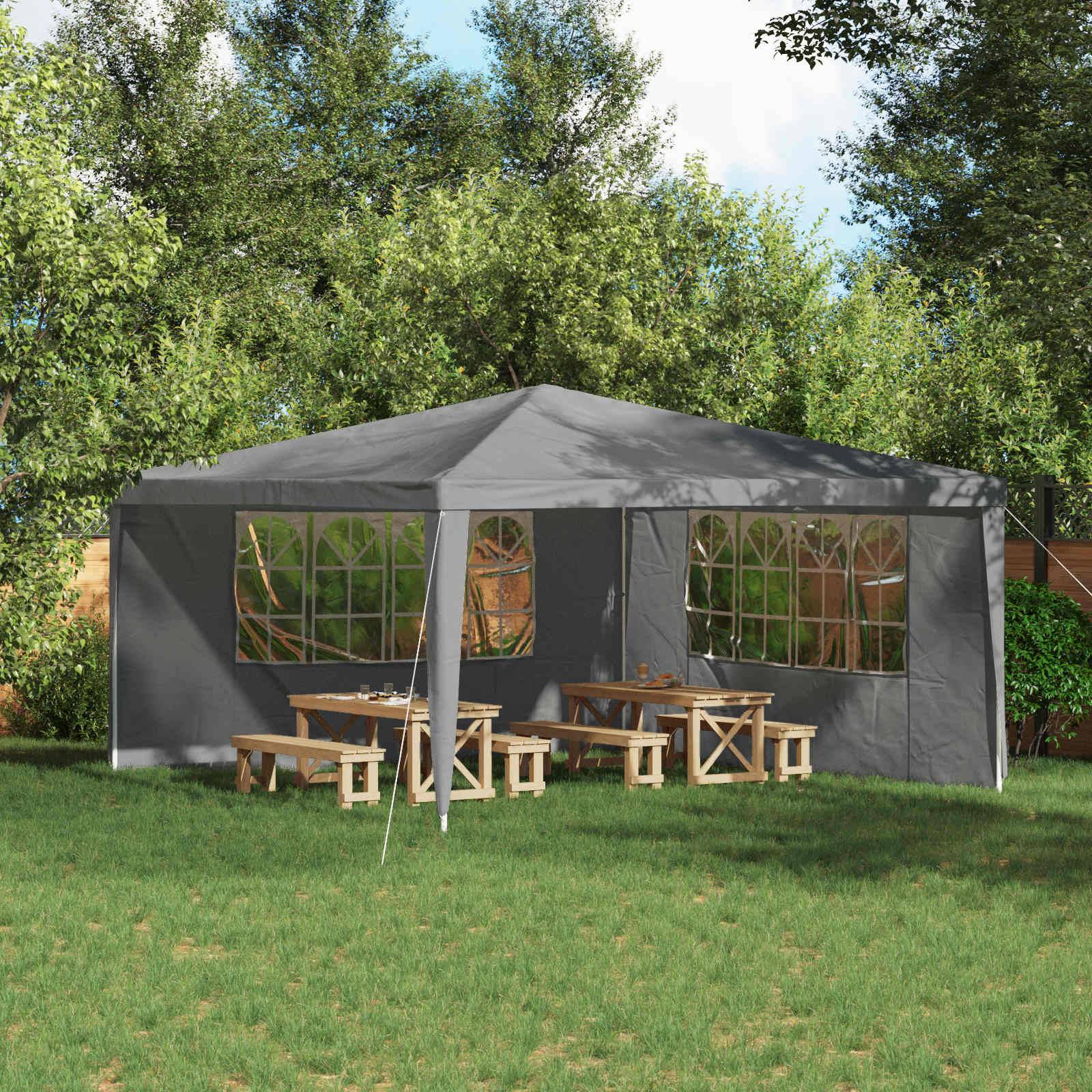 vidaXL Party Zelt Seitenteil 2 pcs 400 x 195 cm Hellgrau PE und Stahl