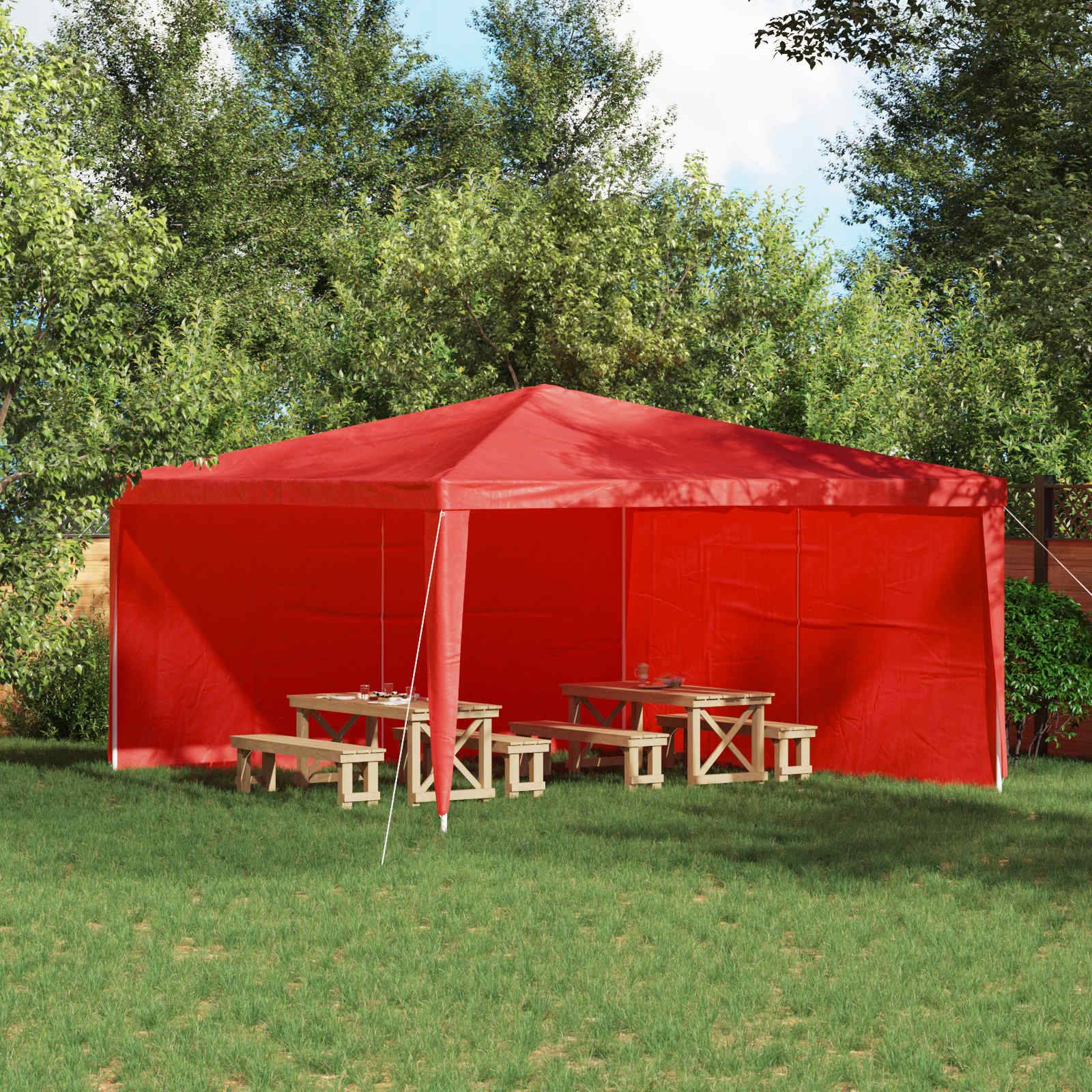 vidaXL Party Zelt Seitenteil 2 pcs Rot 400 x 195 cm PE und Stahl