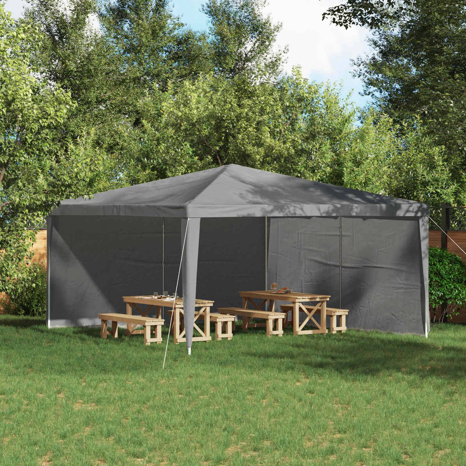 vidaXL Party Zelt Seitenteil 2 pcs Hellgrau 400 x 195 cm PE und Stahl