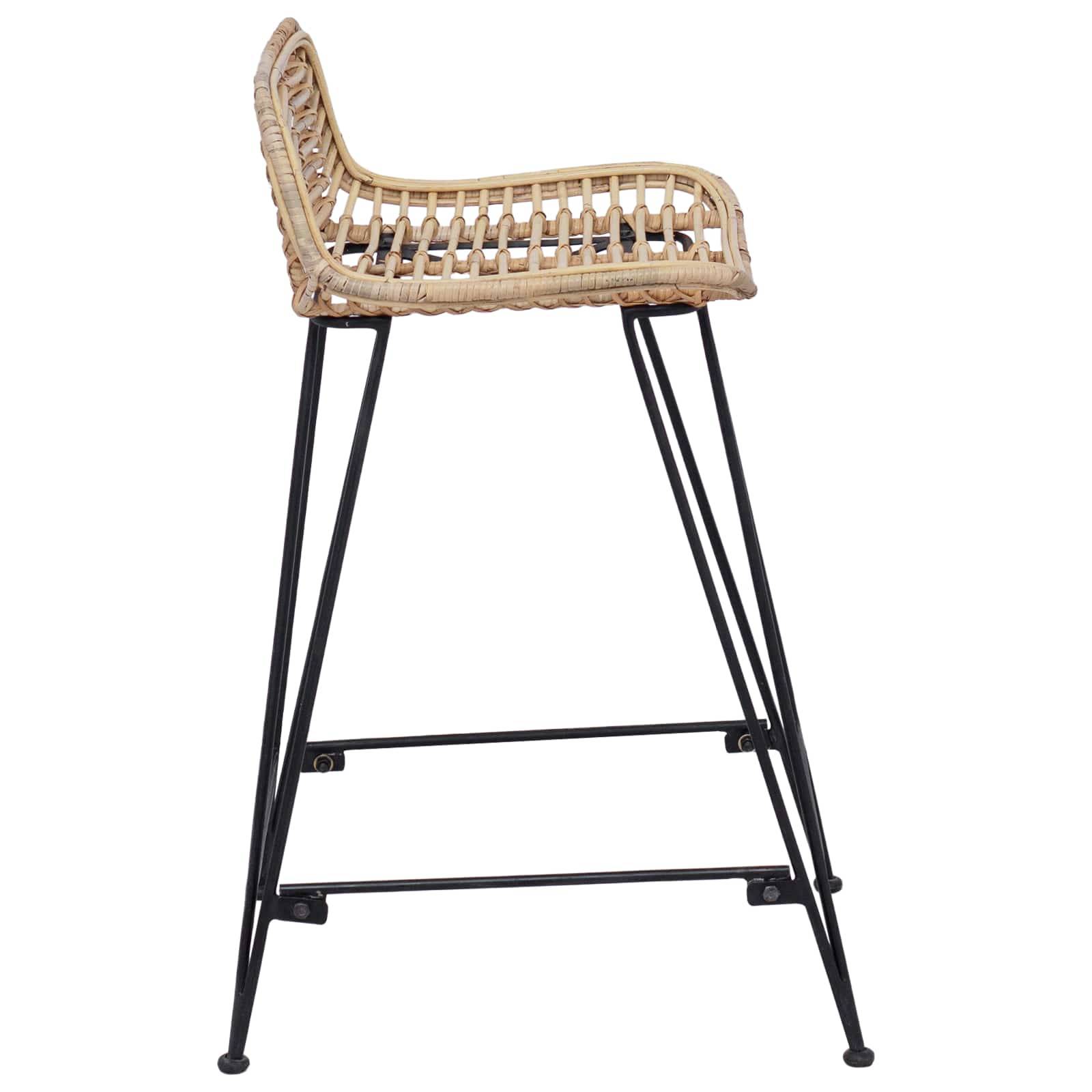 vidaXL Barhocker 2 pcs Natur 44 x 45 x 76 cm Rattan und Stahl