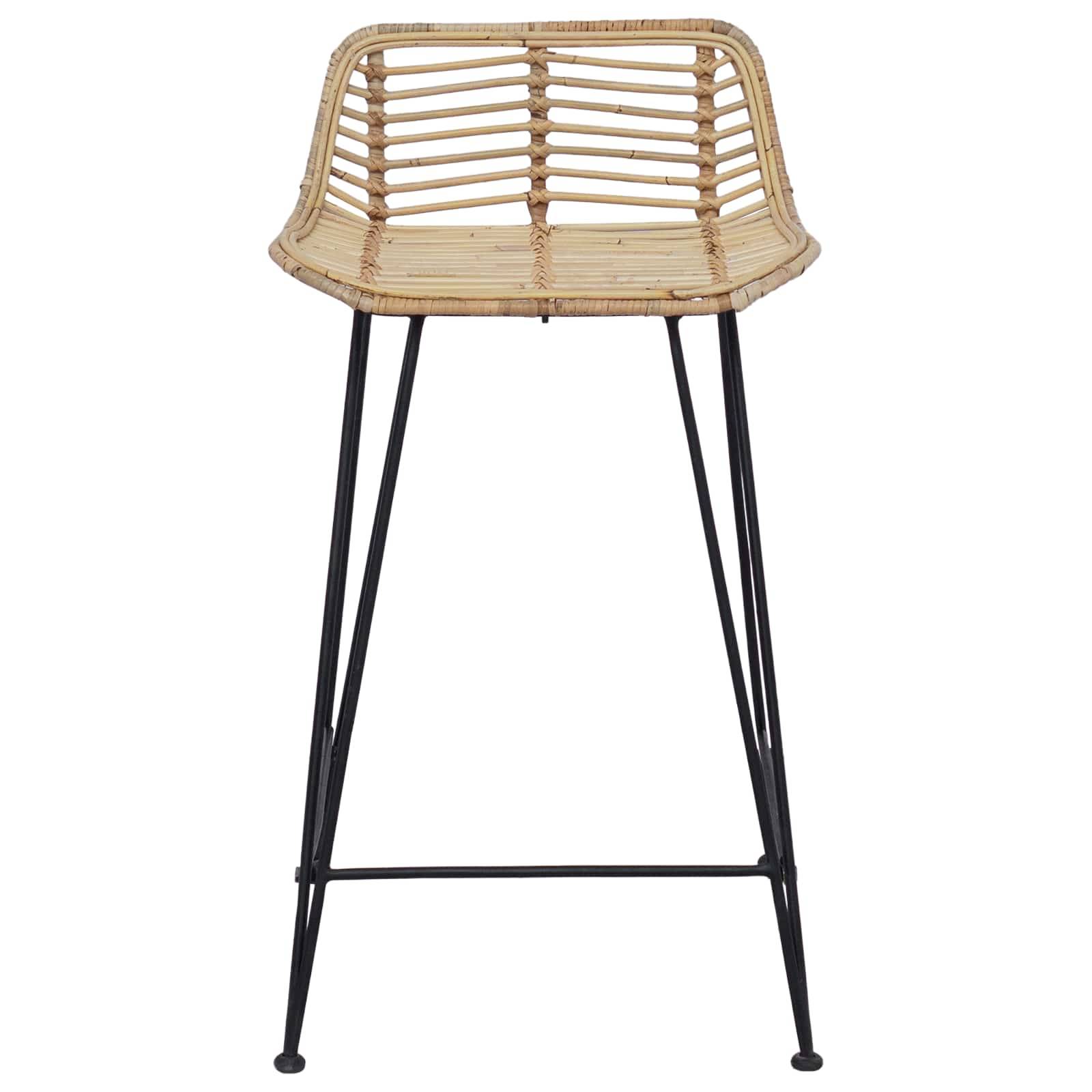 vidaXL Barhocker 2 pcs Natur 44 x 45 x 76 cm Rattan und Stahl