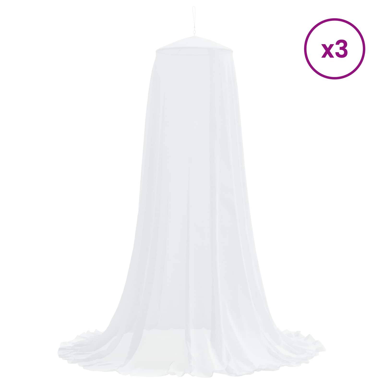 vidaXL Moskito-Netz für Bett 156 Maschen 3 pcs Weiß Polyester
