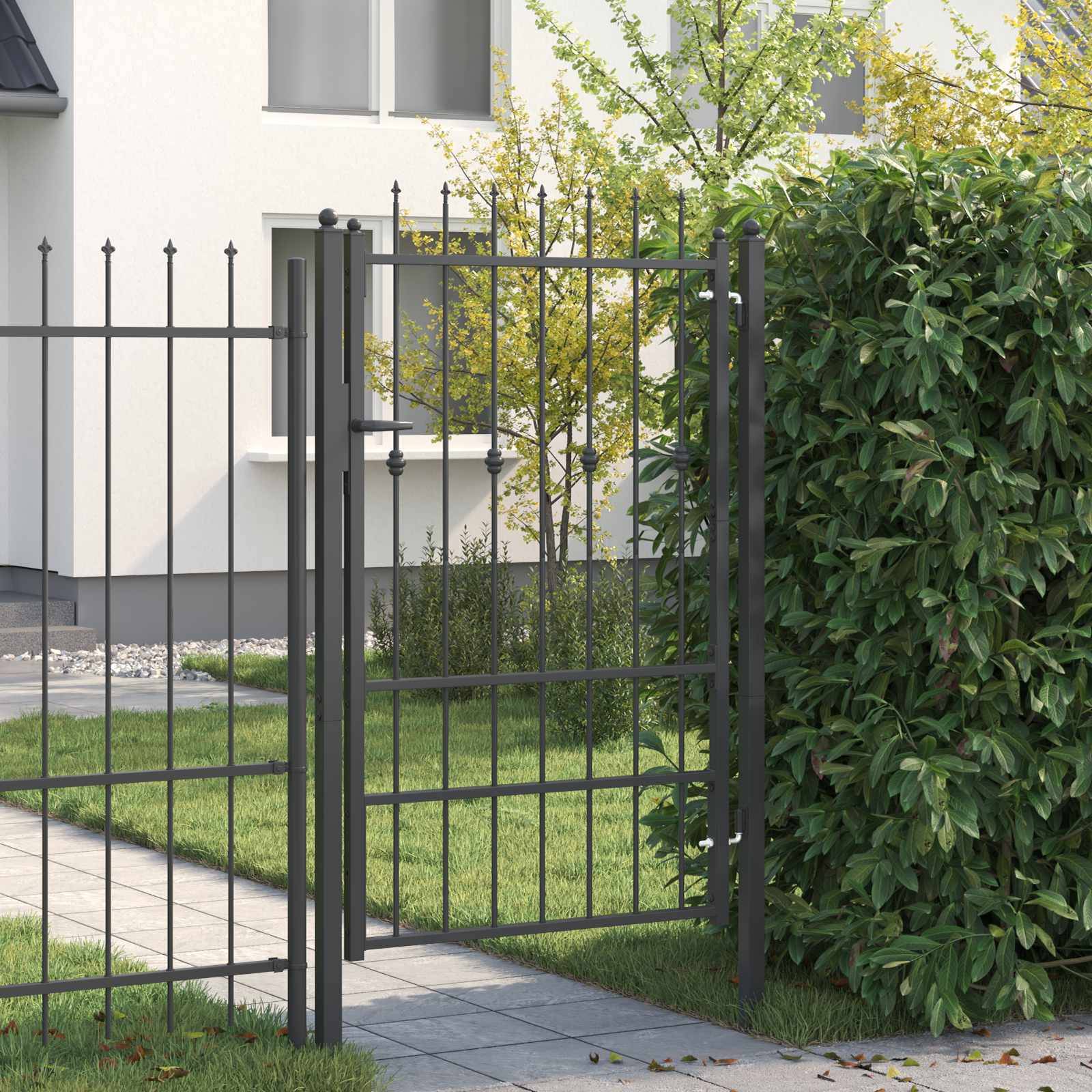 vidaXL Zauntor mit Schloss Asten Schwarz 150 x 88 cm Stahl