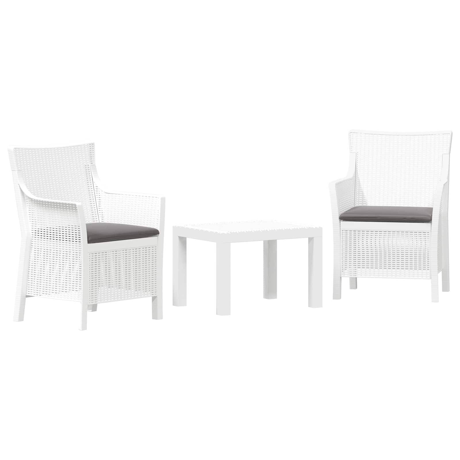vidaXL Lounge-Set mit Kissen 3 pcs Weiß PP