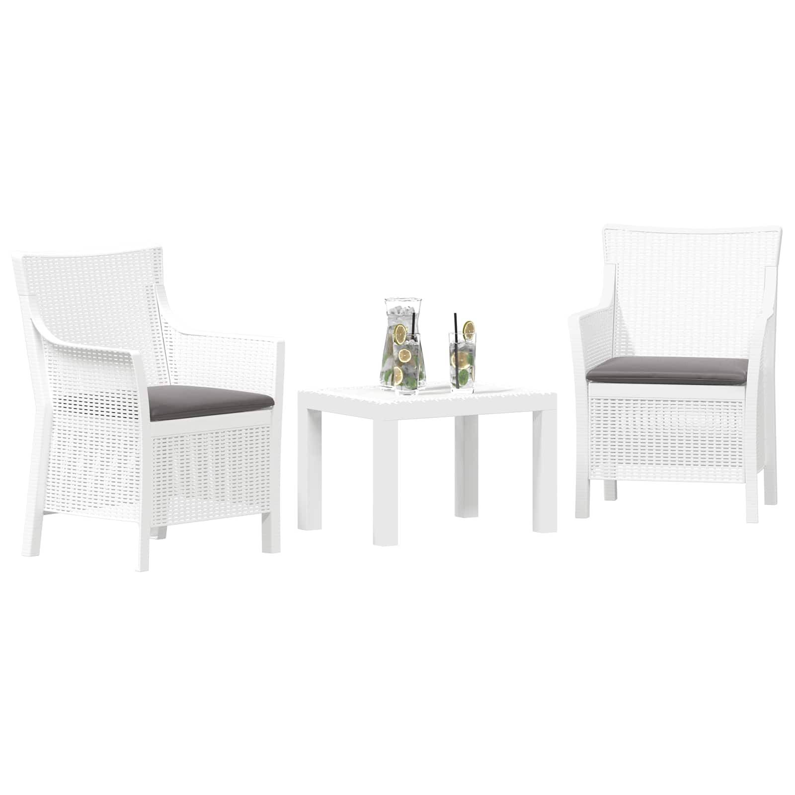 vidaXL Lounge-Set mit Kissen 3 pcs Weiß PP