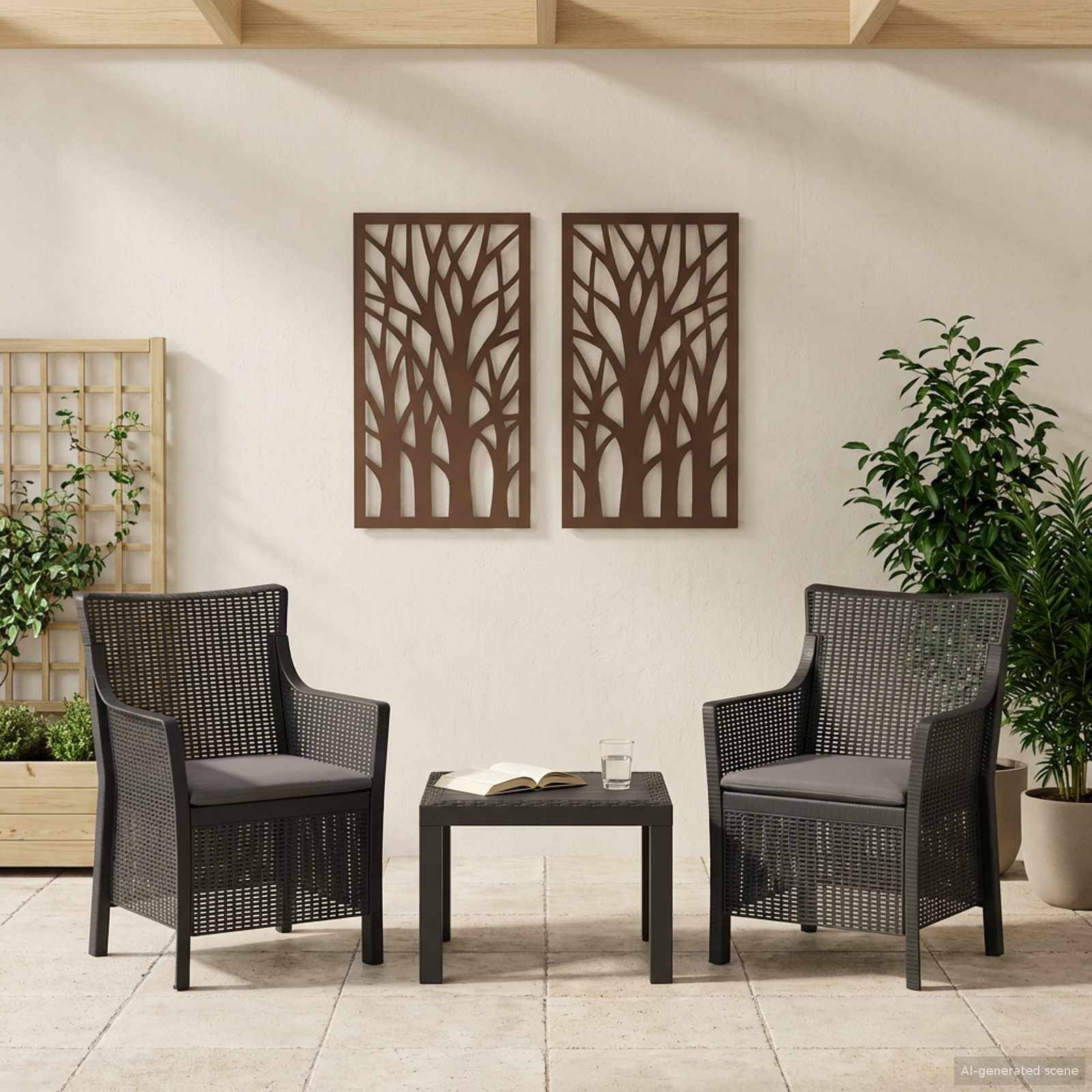 vidaXL Lounge-Set mit Kissen 3 pcs Anthrazit PP