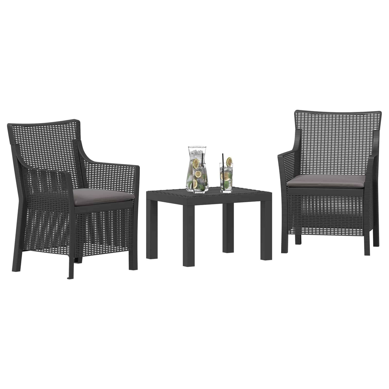 vidaXL Lounge-Set mit Kissen 3 pcs Anthrazit PP