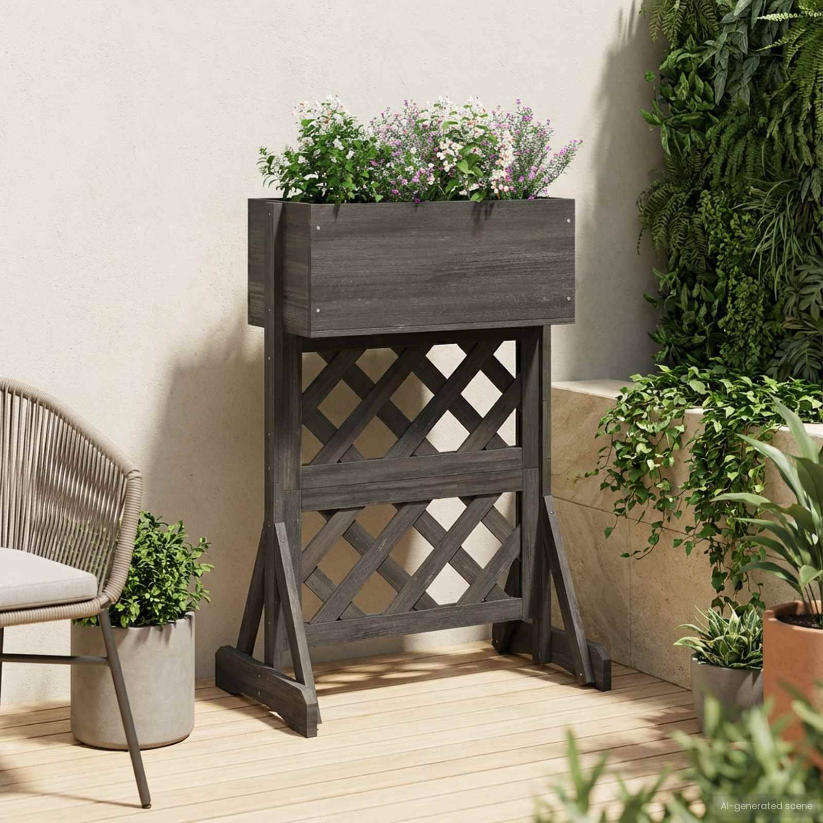 vidaXL Vertikales Gartengitter Grau 48 x 30 x 70,5 cm