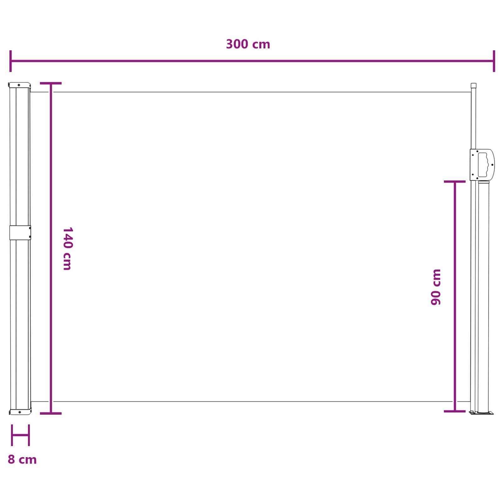 vidaXL Ausziehbares Seitenmarkise 100% Polyester Eisen Stahl