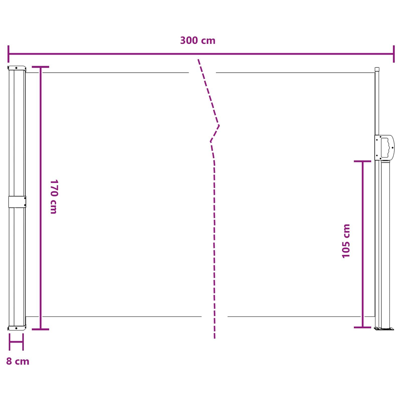 vidaXL Ausziehbares Seitenmarkise Creme 300 x 170 cm Polyester