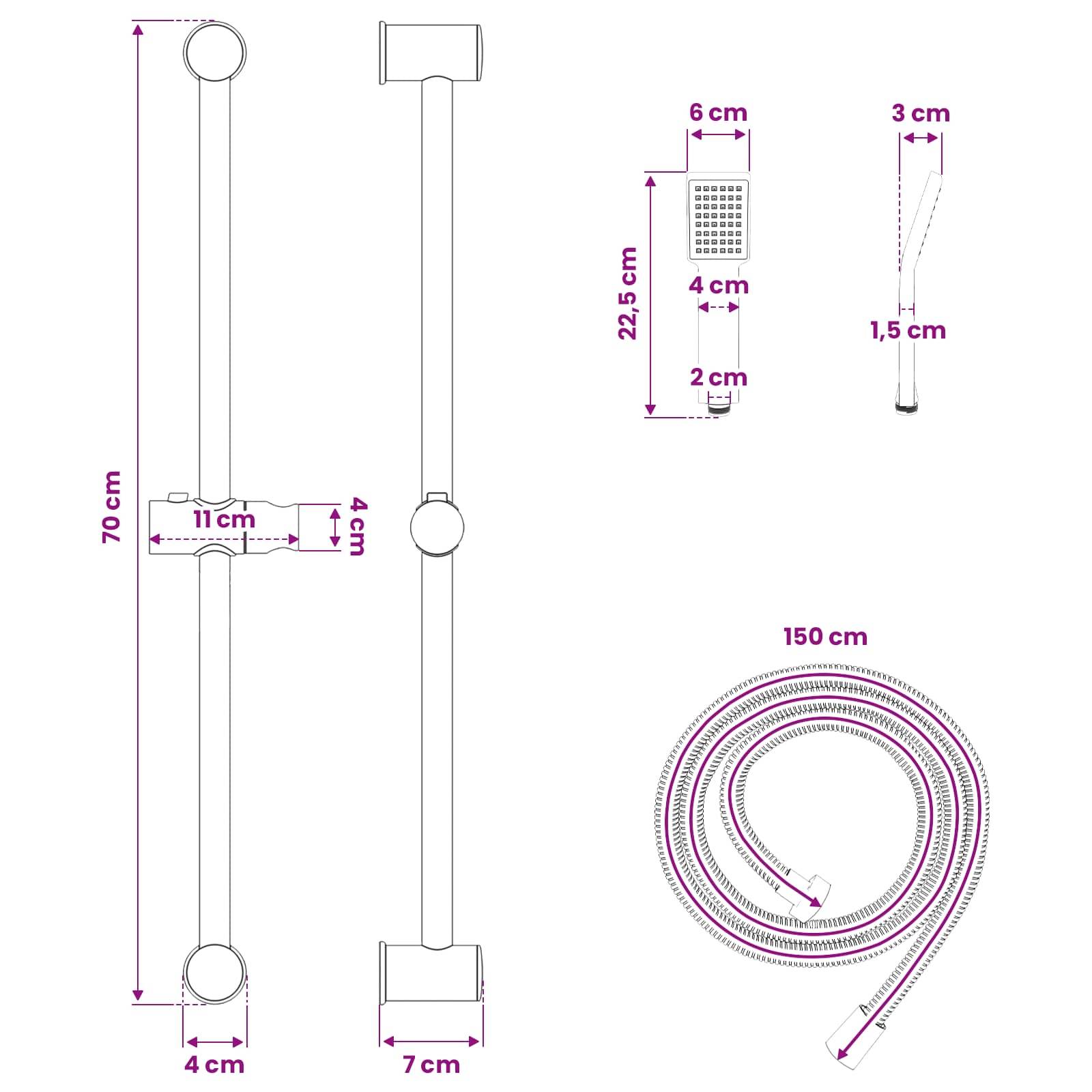vidaXL Duschsystem-Set Chrom 70 cm Edelstahl
