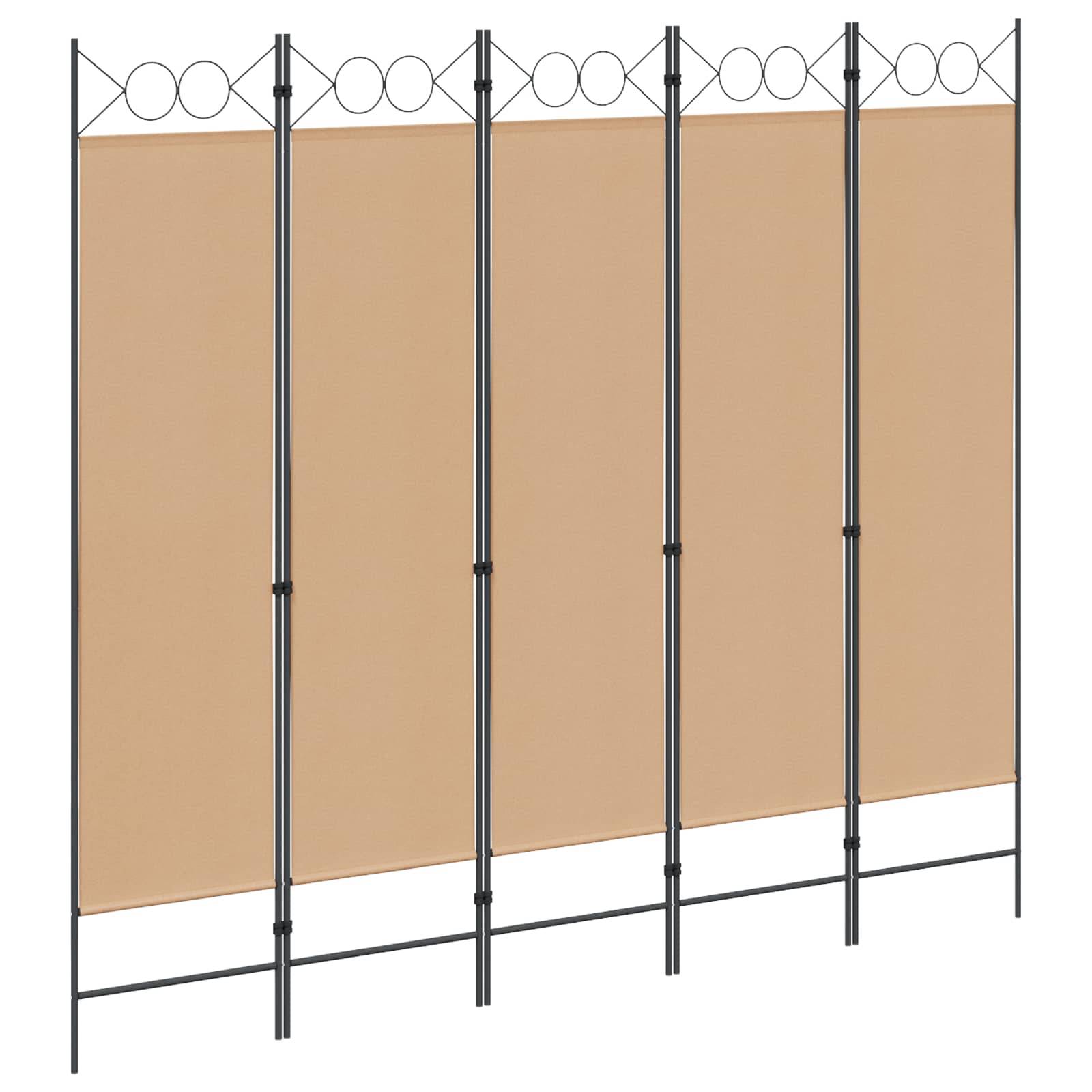 vidaXL 5-teiliger Raumteiler Beige 200 x 180 cm Stoff
