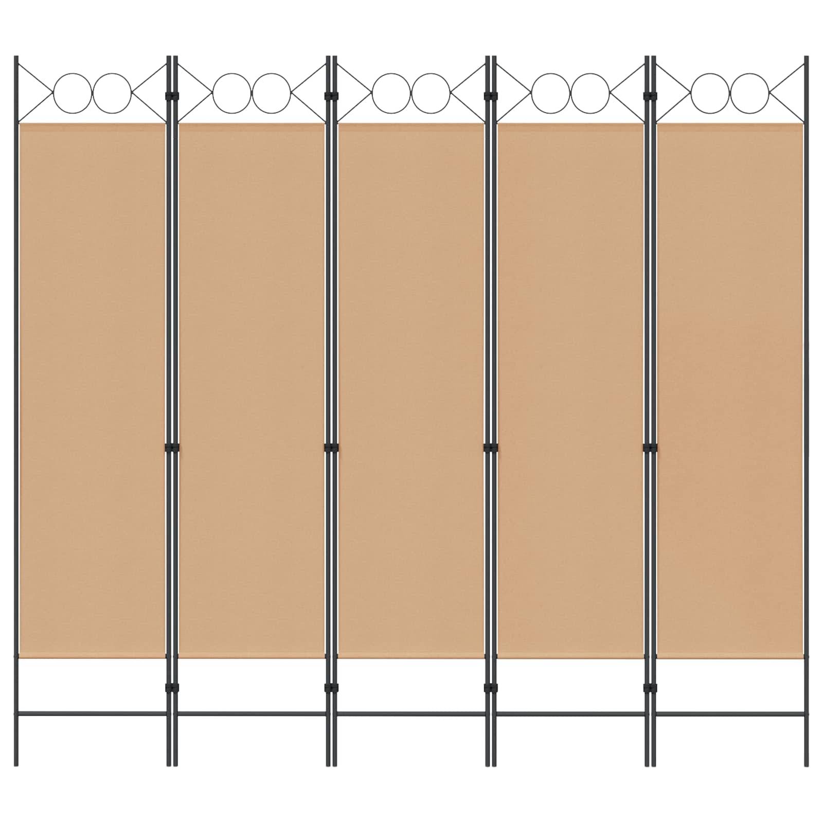 vidaXL 5-teiliger Raumteiler Beige 200 x 180 cm Stoff