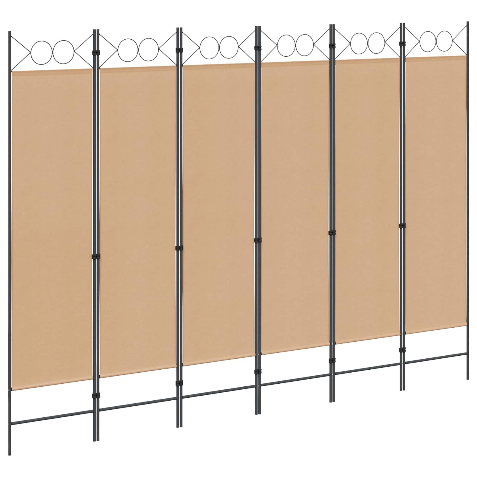 vidaXL 6-teiliger Raumtrenner Beige 240 x 180 cm Stoff