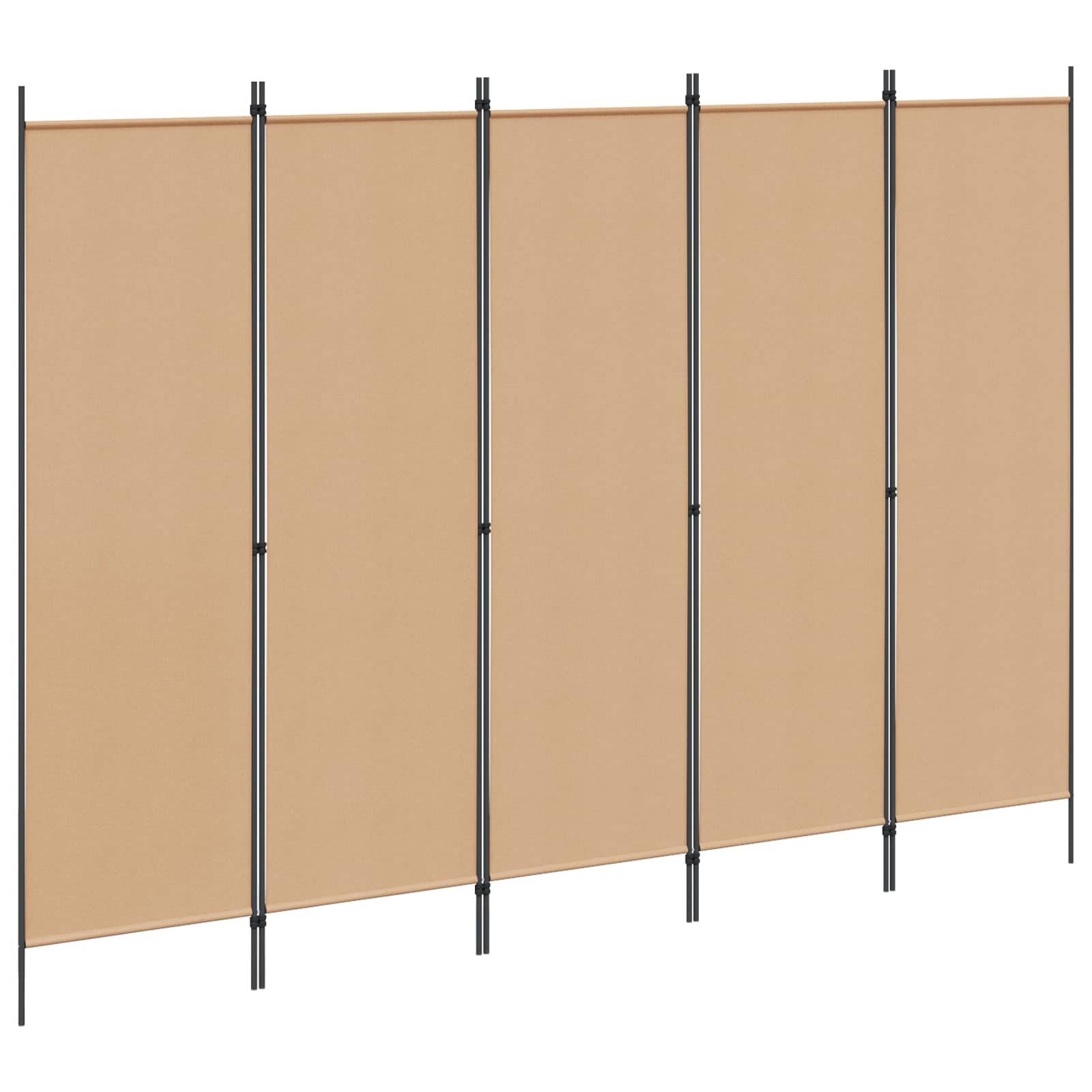 vidaXL 5-teiliger Raumteiler Beige 250 x 180 cm Stoff