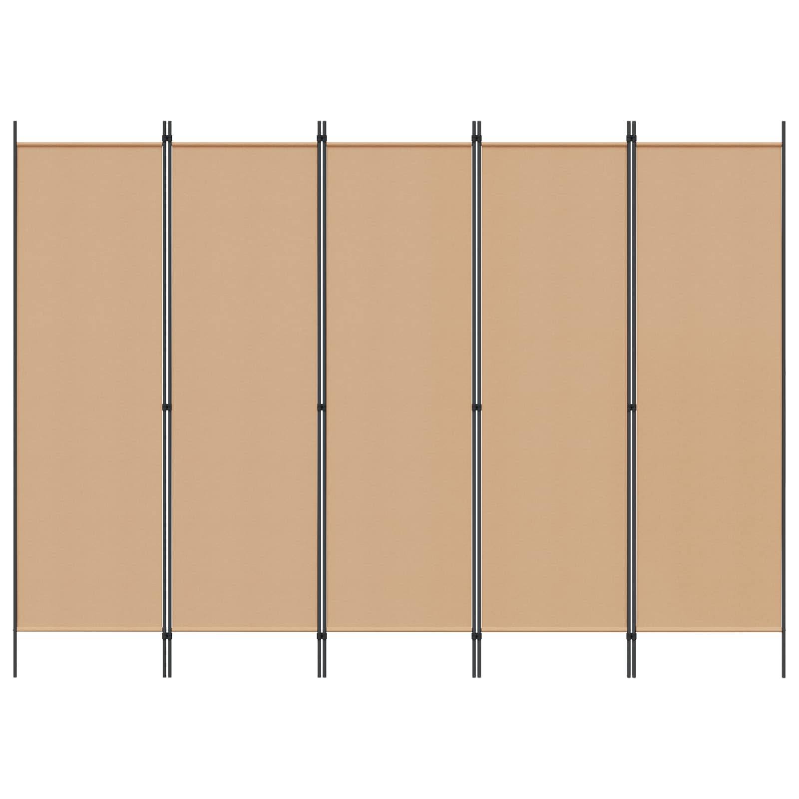 vidaXL 5-teiliger Raumteiler Beige 250 x 180 cm Stoff