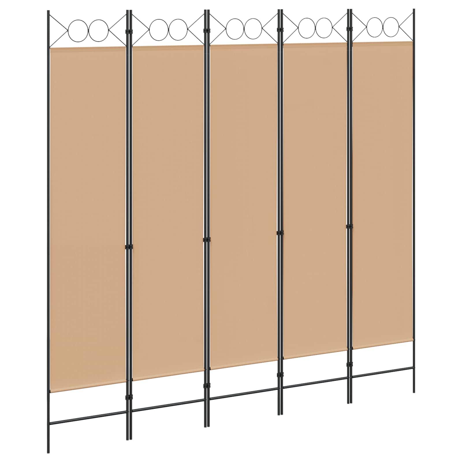 vidaXL 5-teiliger Raumteiler Beige 200 x 200 cm Stoff