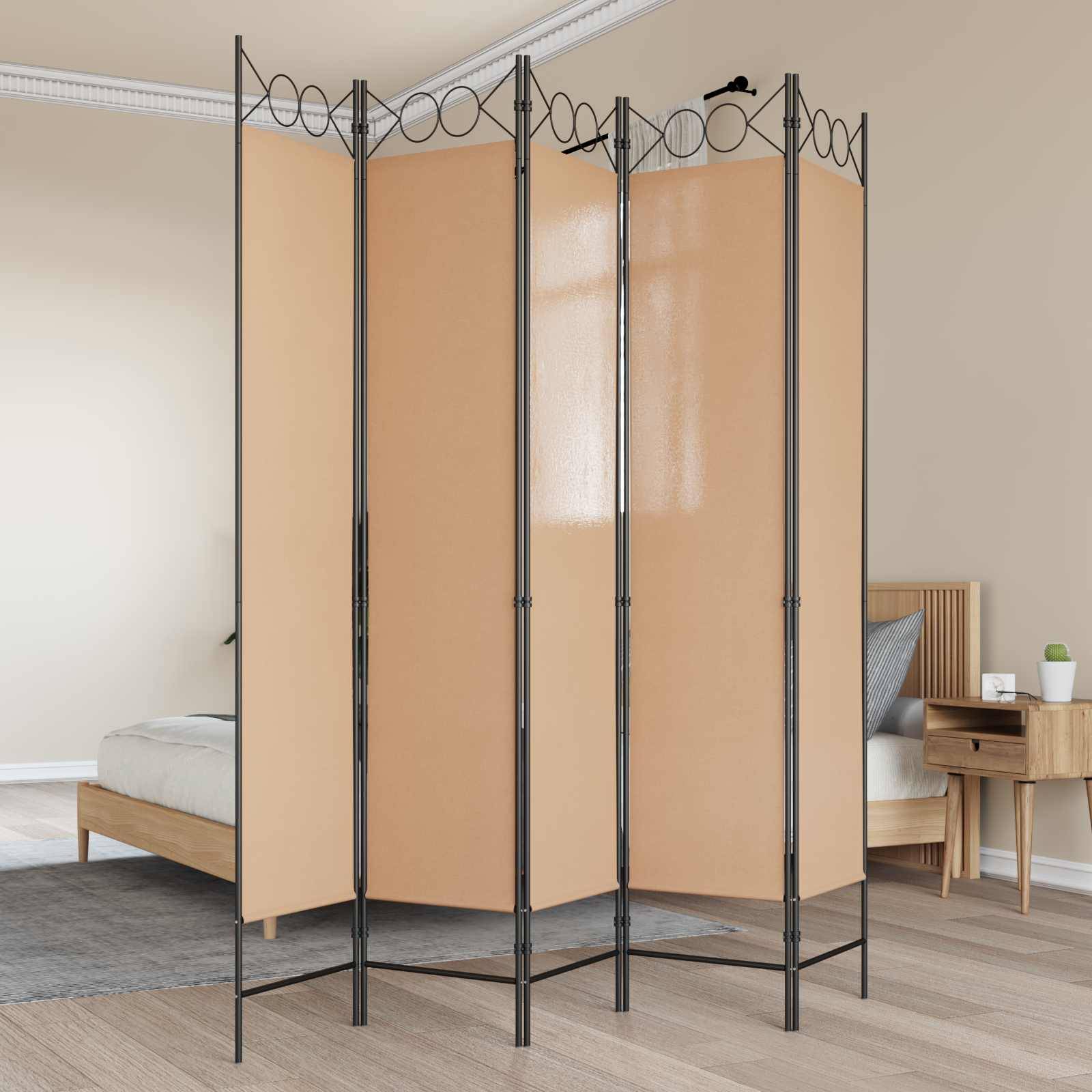 vidaXL 5-teiliger Raumteiler Beige 200 x 200 cm Stoff