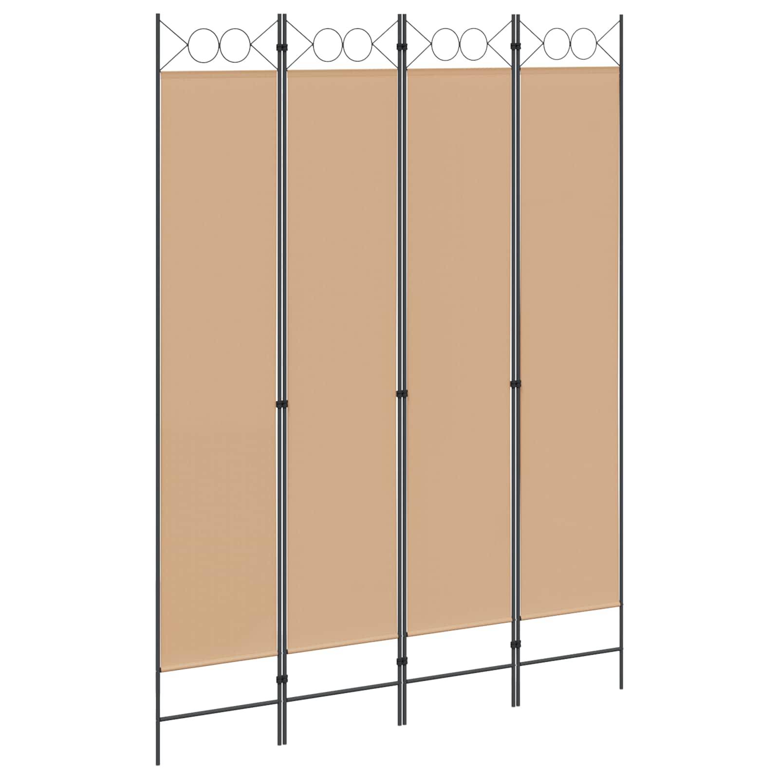 vidaXL 4-teiliger Raumteiler Beige 160 x 220 cm Stoff