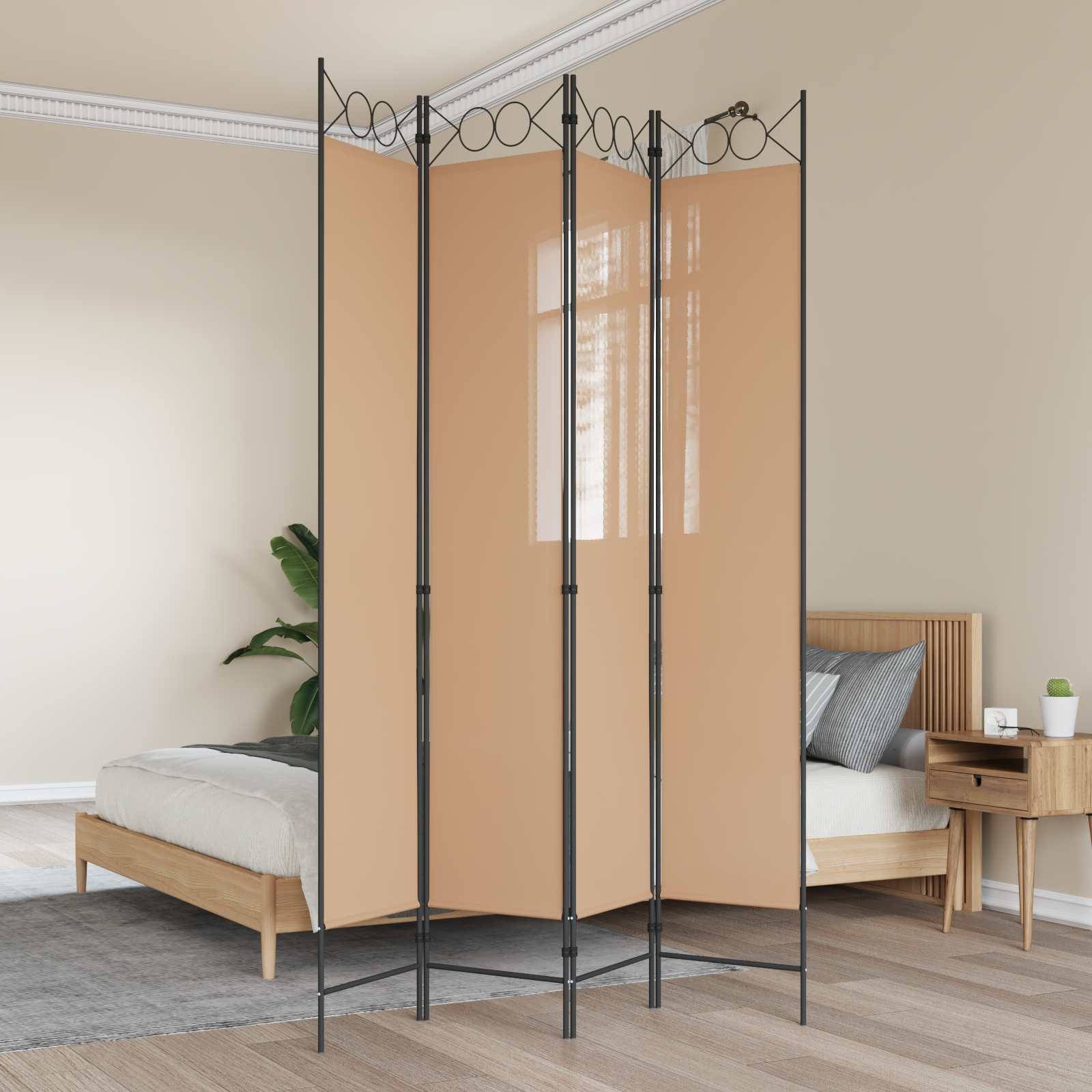 vidaXL 4-teiliger Raumteiler Beige 160 x 220 cm Stoff