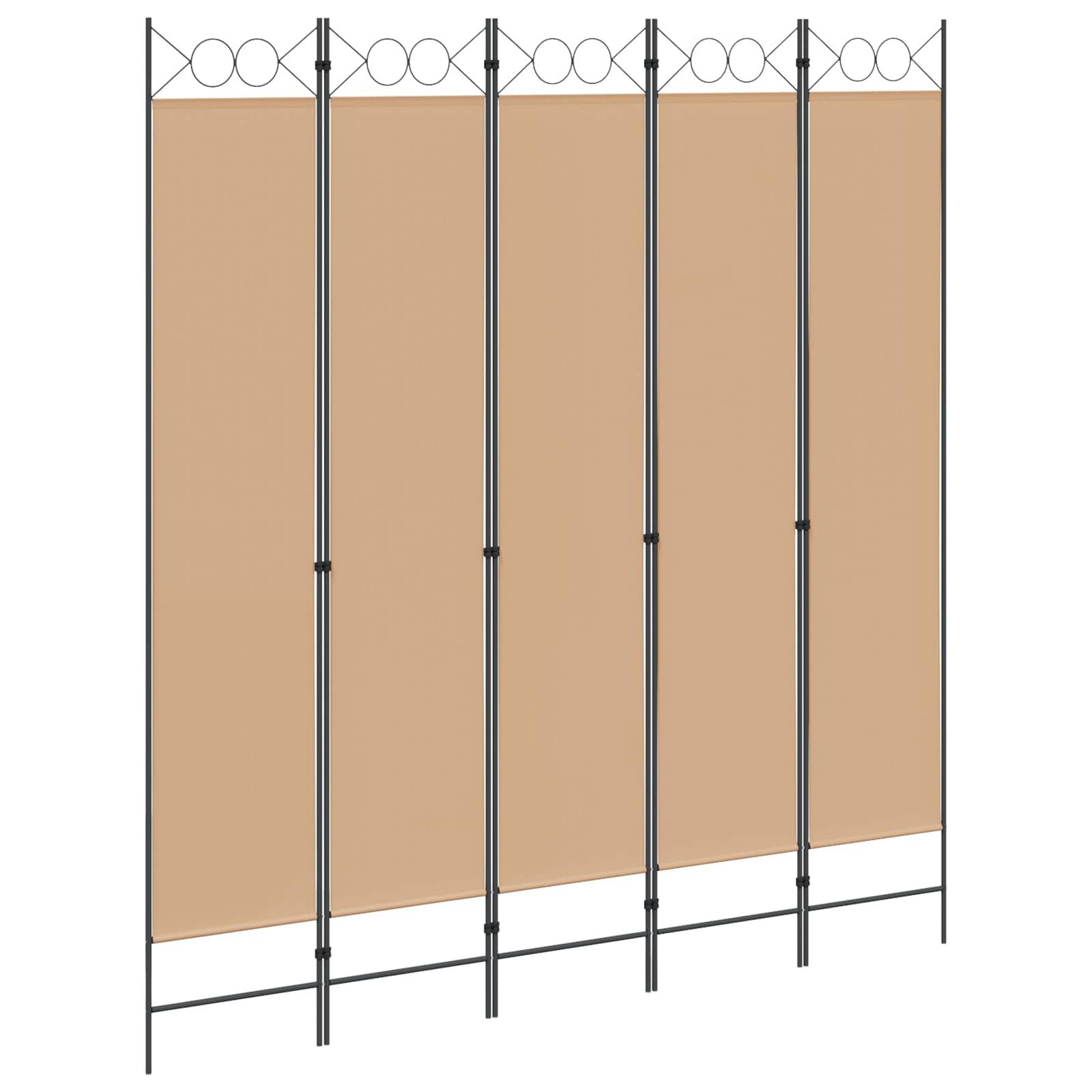vidaXL 5-teiliger Raumteiler Beige 200 x 220 cm Stoff