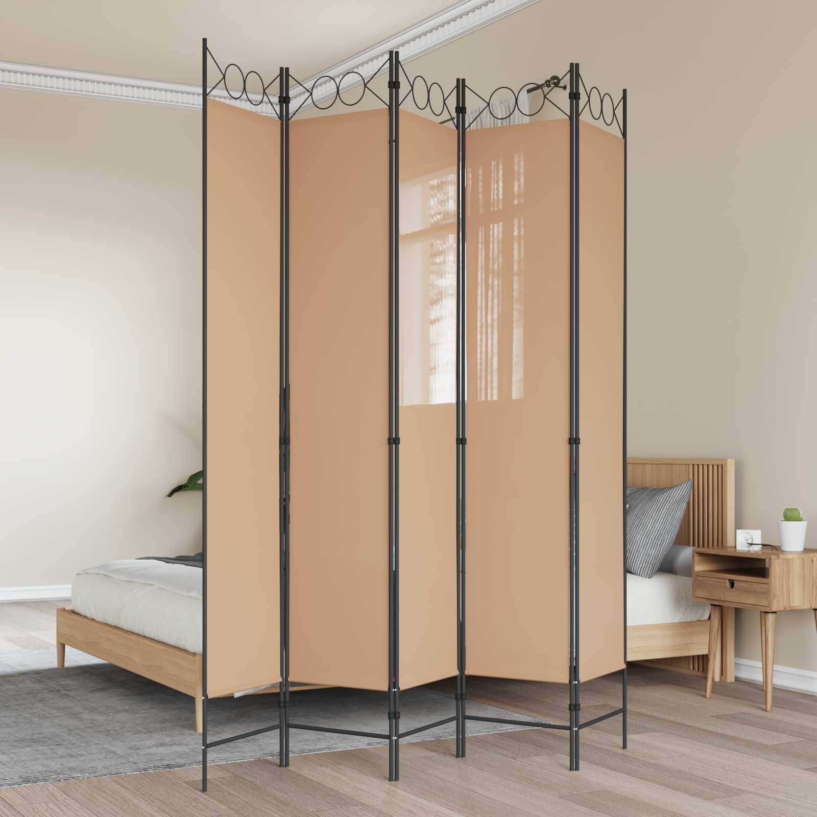 vidaXL 5-teiliger Raumteiler Beige 200 x 220 cm Stoff