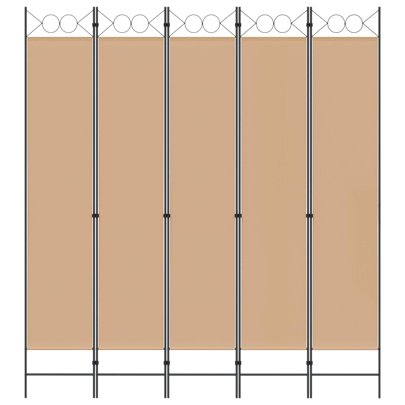 vidaXL 5-teiliger Raumteiler Beige 200 x 220 cm Stoff