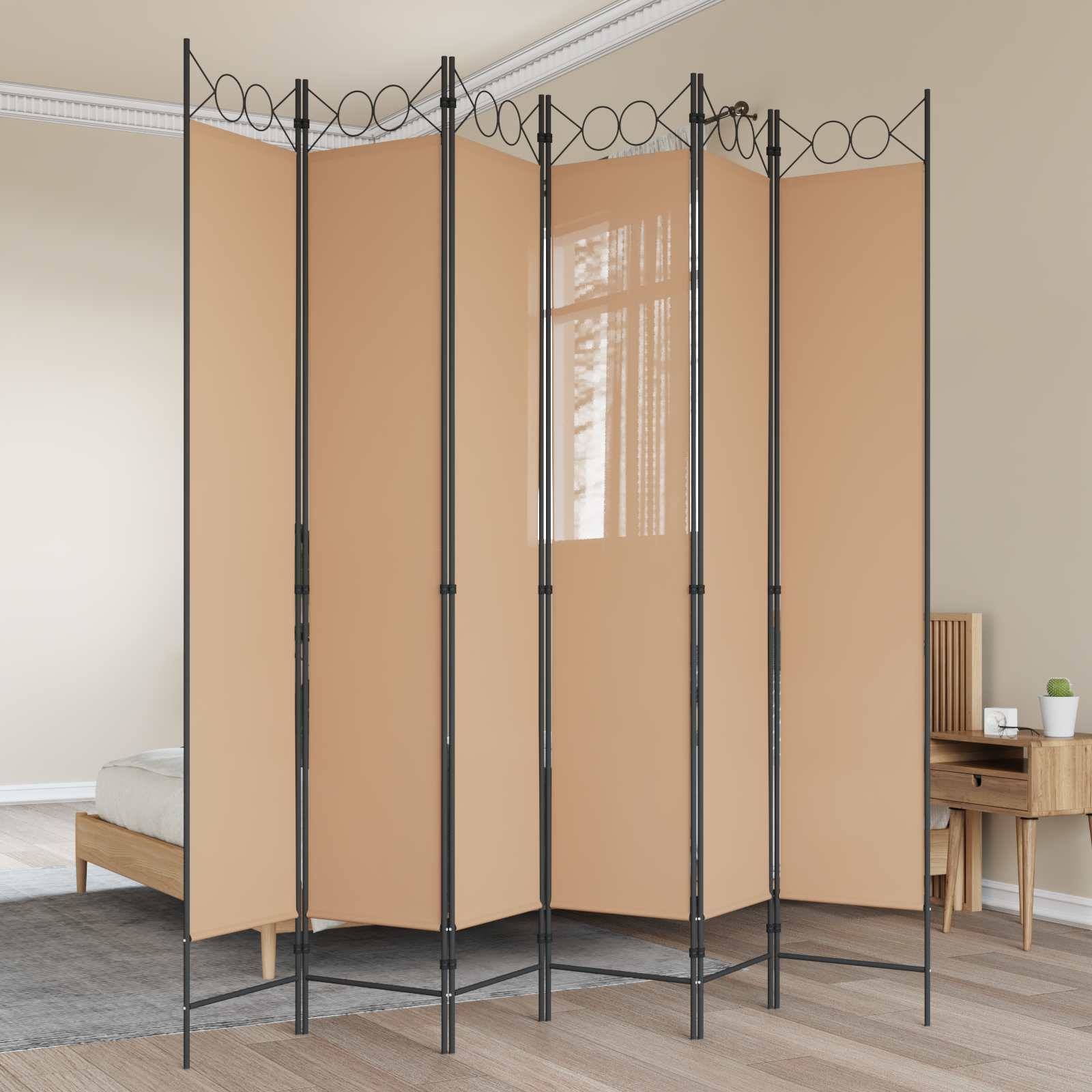 vidaXL 6-teiliger Raumtrenner Beige 240 x 220 cm Stoff