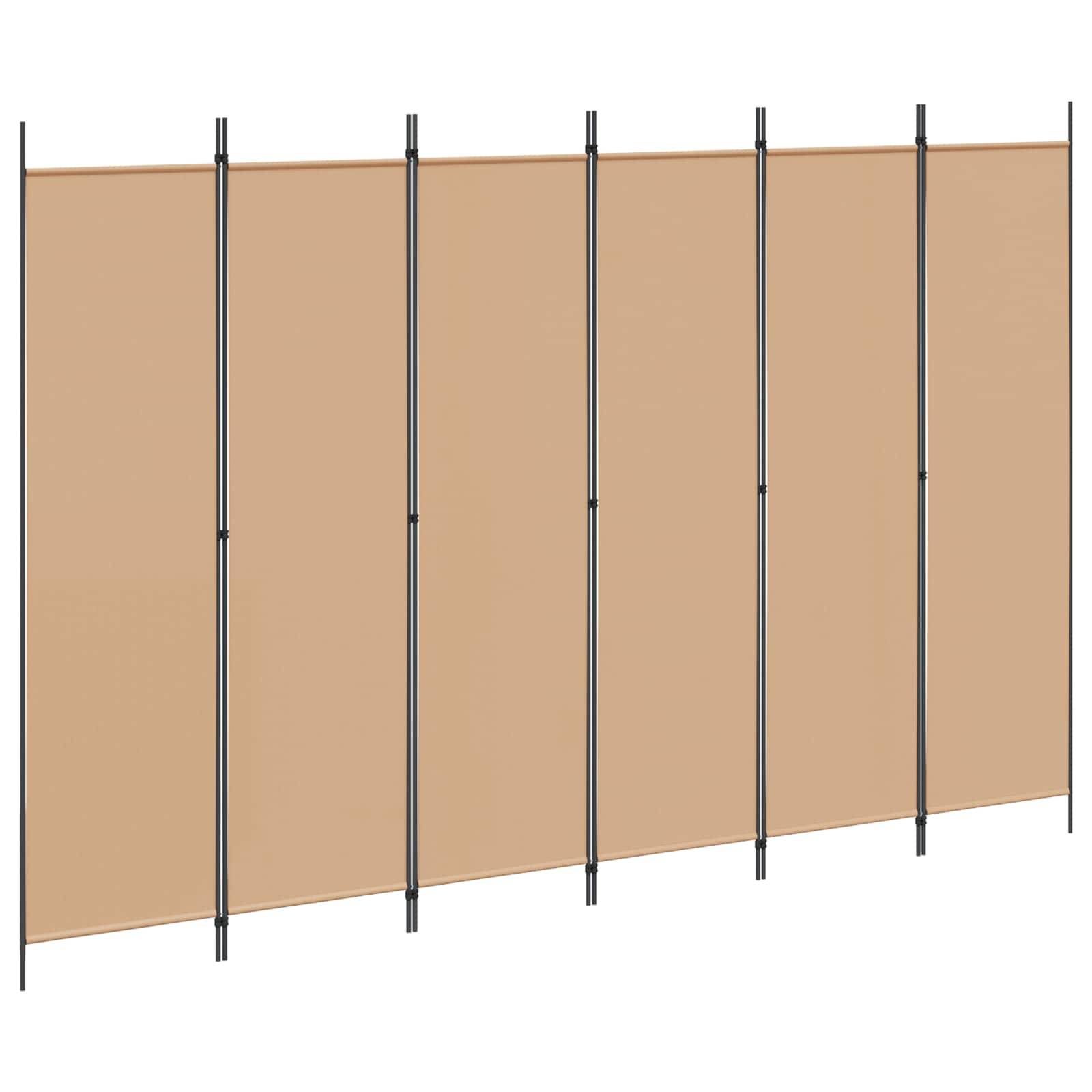 vidaXL 6-teiliger Raumtrenner Beige 300 x 200 cm Stoff