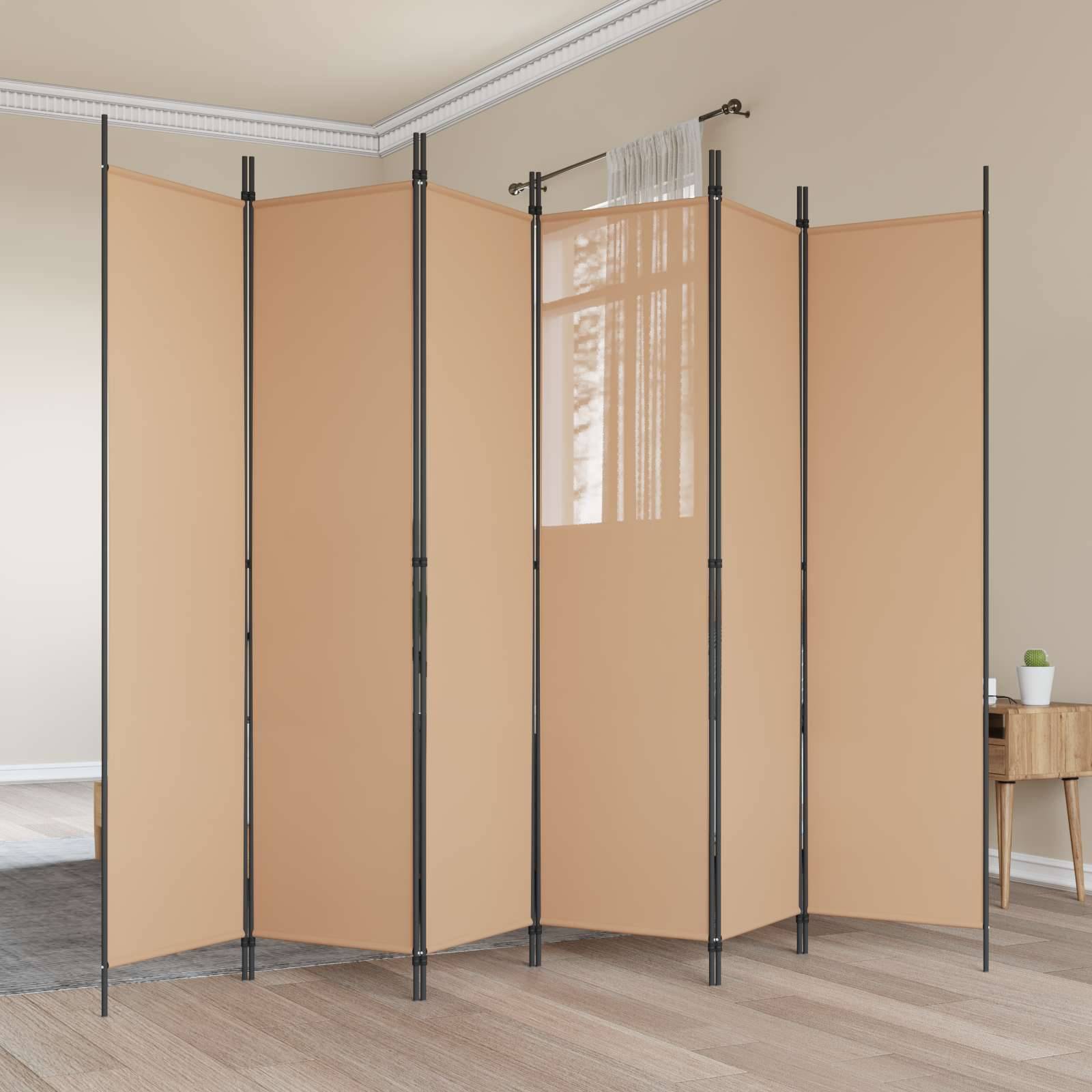 vidaXL 6-teiliger Raumtrenner Beige 300 x 200 cm Stoff