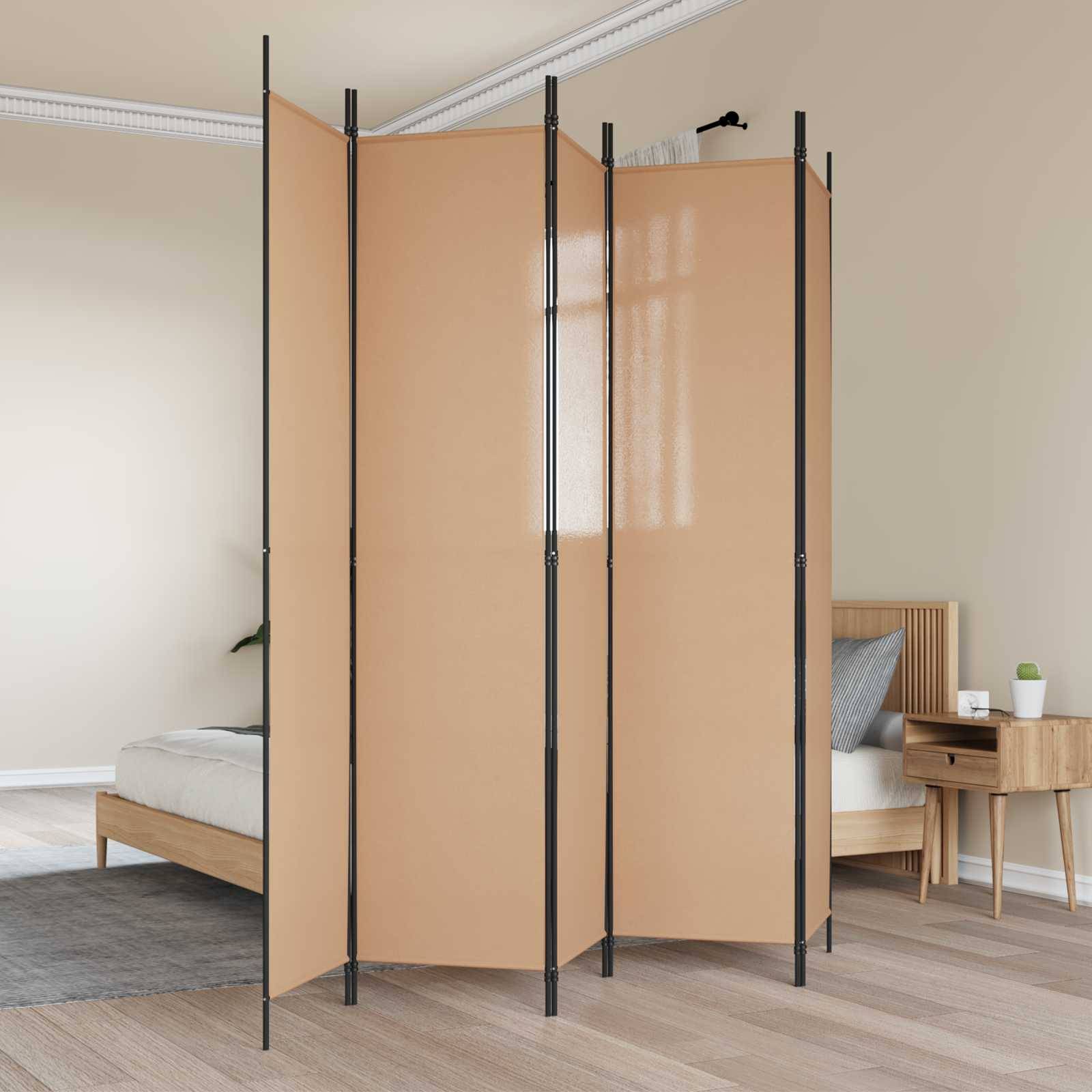 vidaXL 5-teiliger Raumteiler Beige 250 x 220 cm Stoff