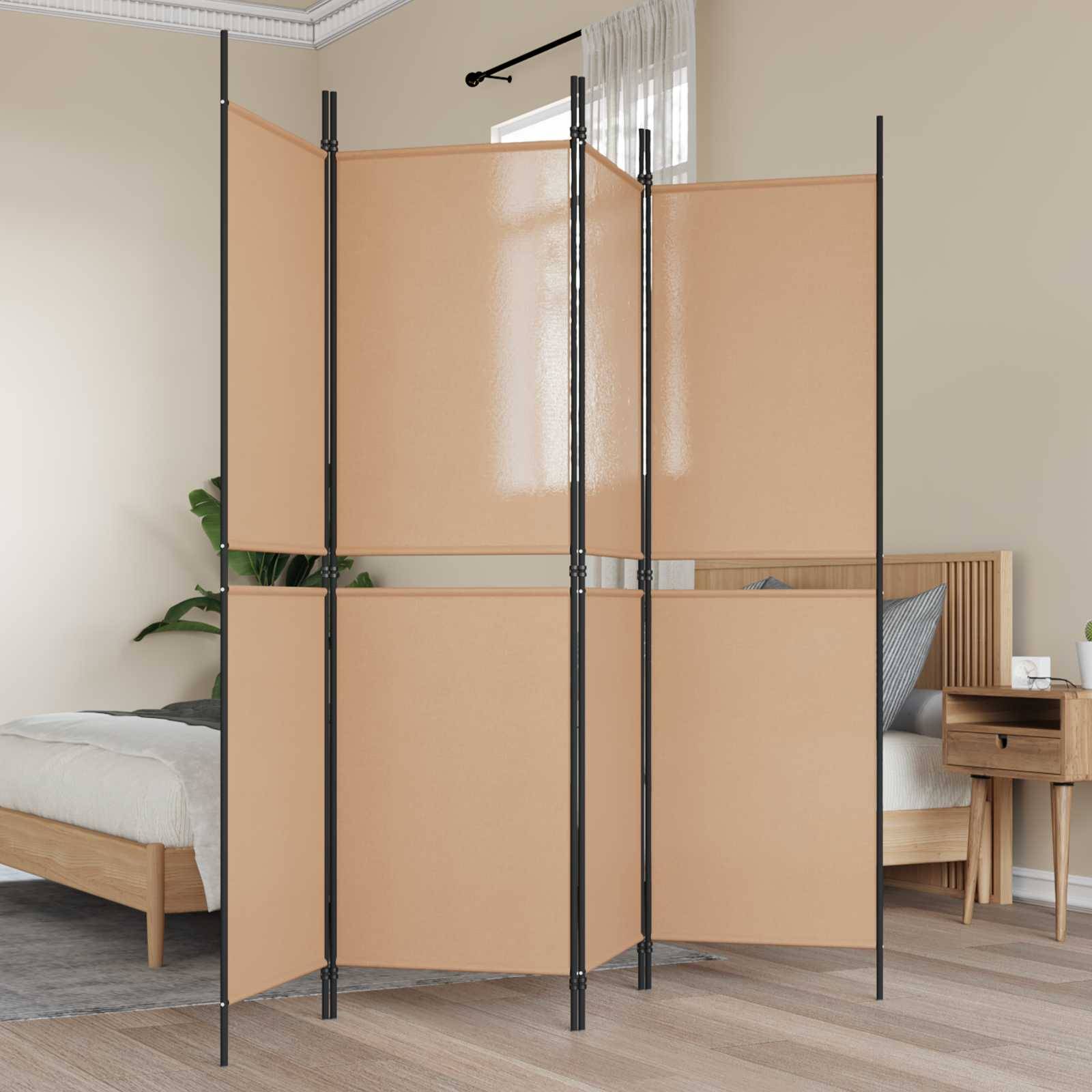 vidaXL 4-teiliger Raumteiler Beige 200 x 180 cm Stoff