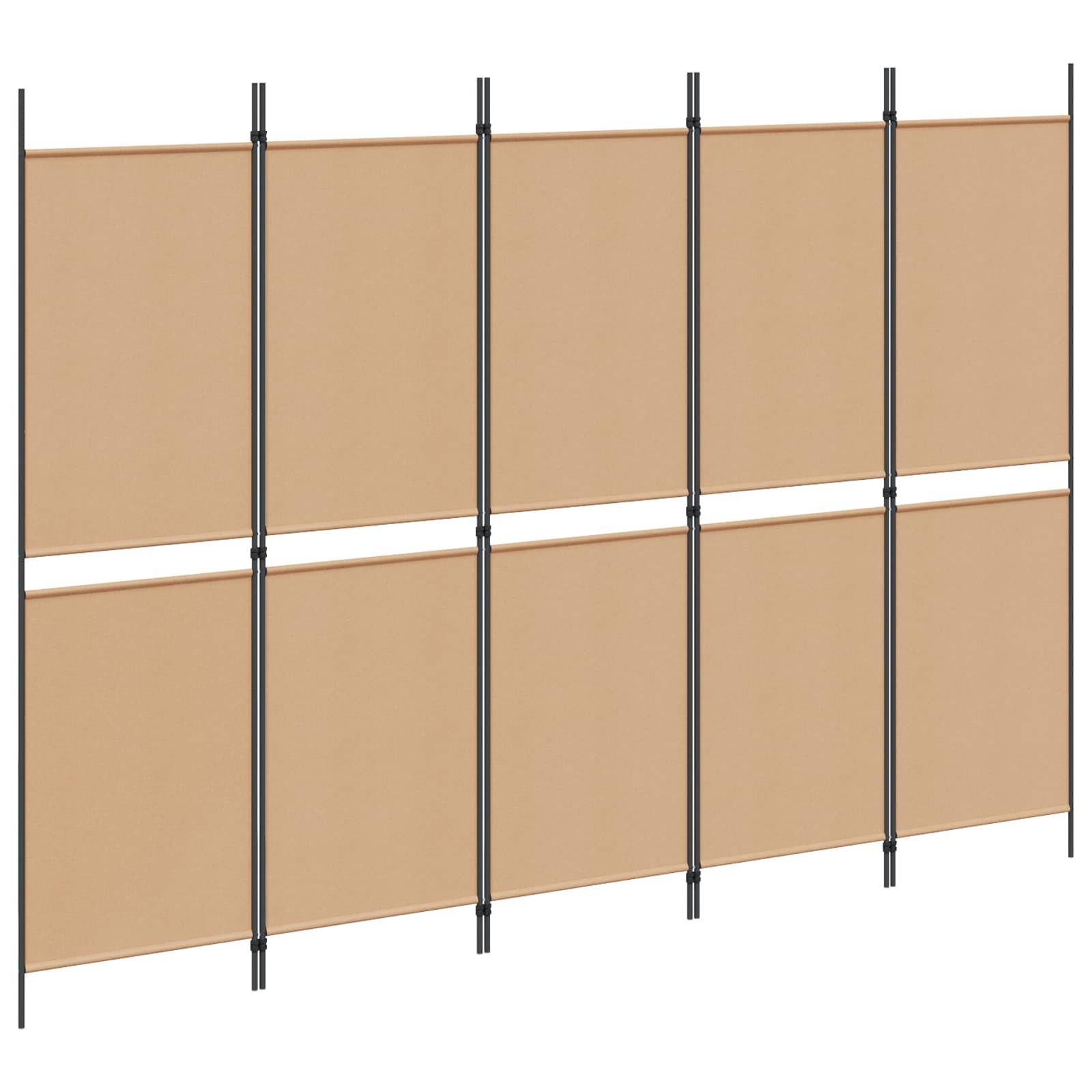 vidaXL 5-teiliger Raumteiler Beige 250 x 180 cm Stoff