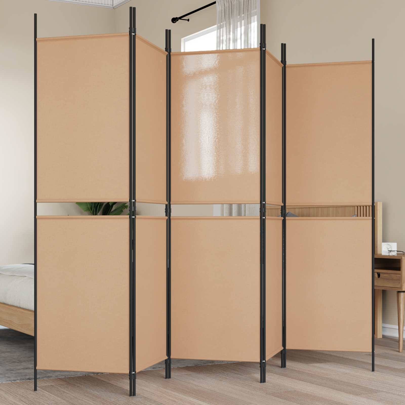 vidaXL 5-teiliger Raumteiler Beige 250 x 180 cm Stoff